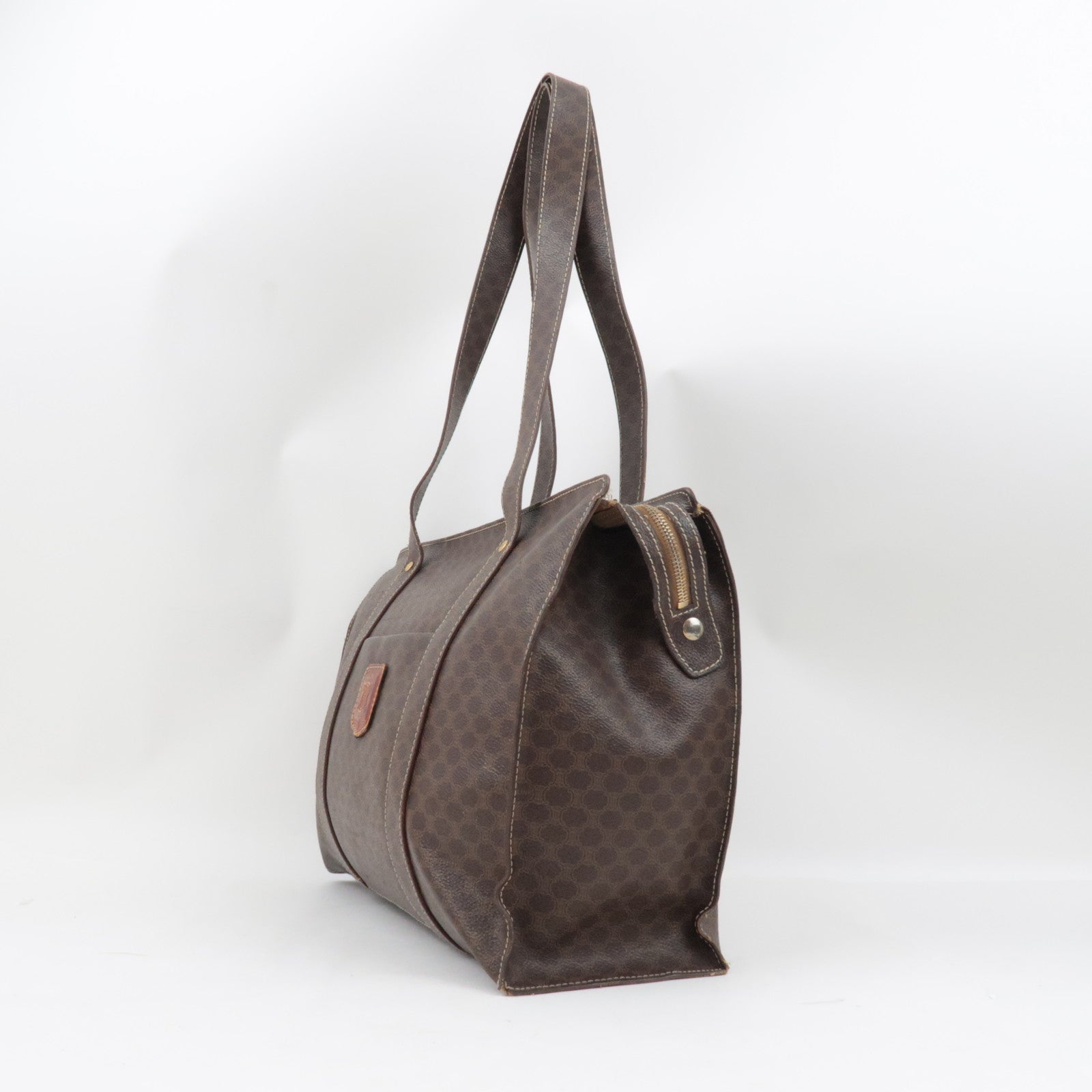 CELINE Macadam Tote Bag PVC Leather Brown