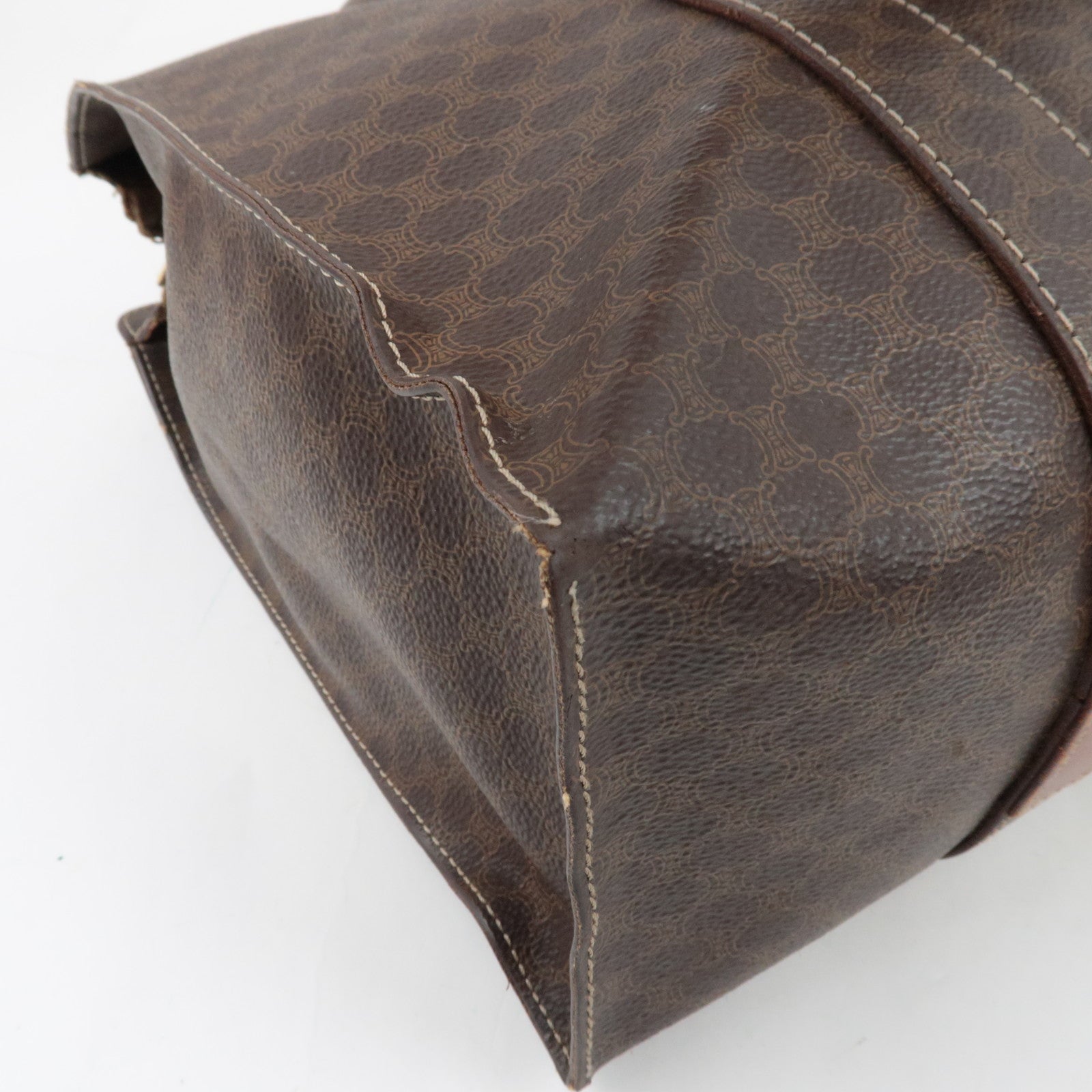 CELINE Macadam Tote Bag PVC Leather Brown