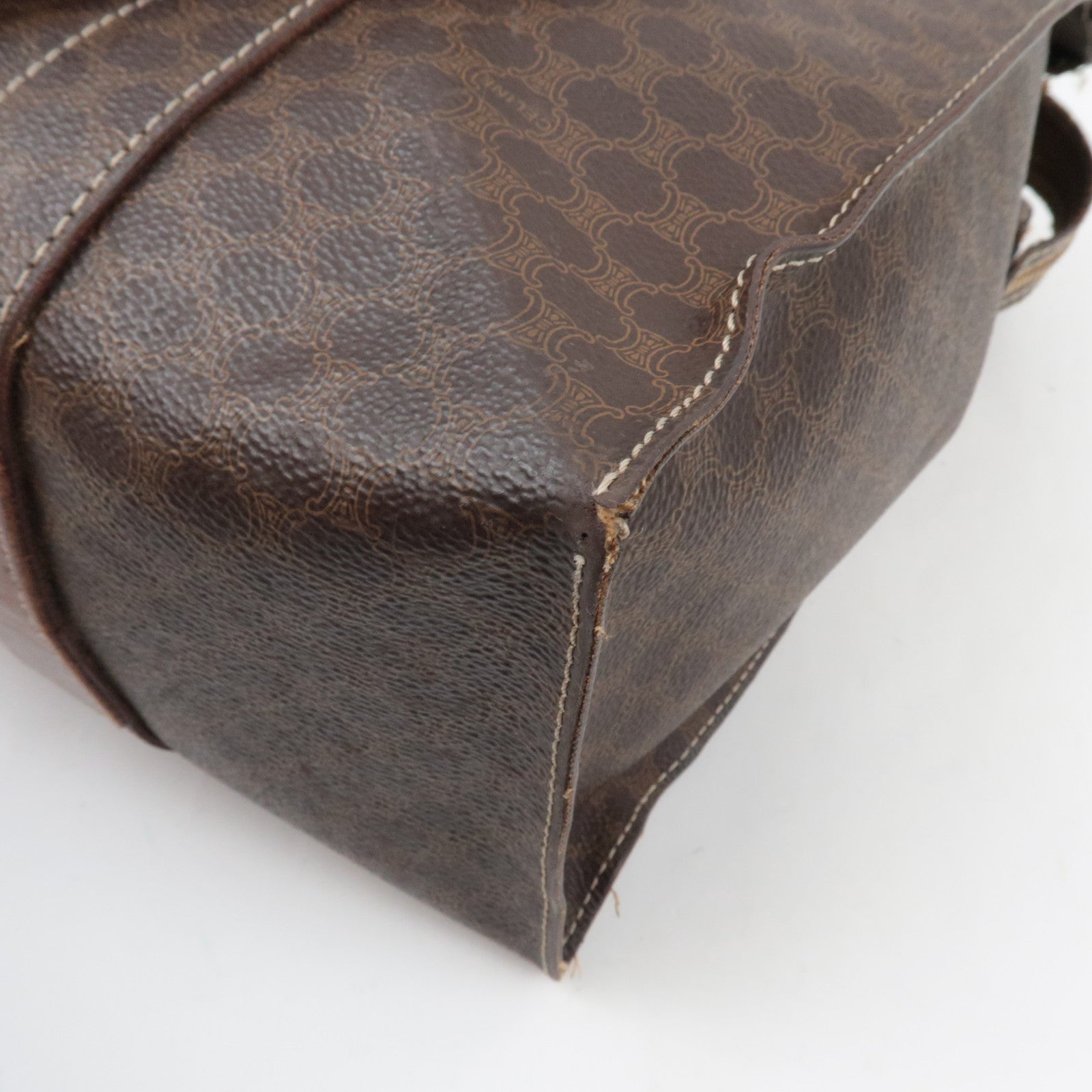 CELINE Macadam Tote Bag PVC Leather Brown