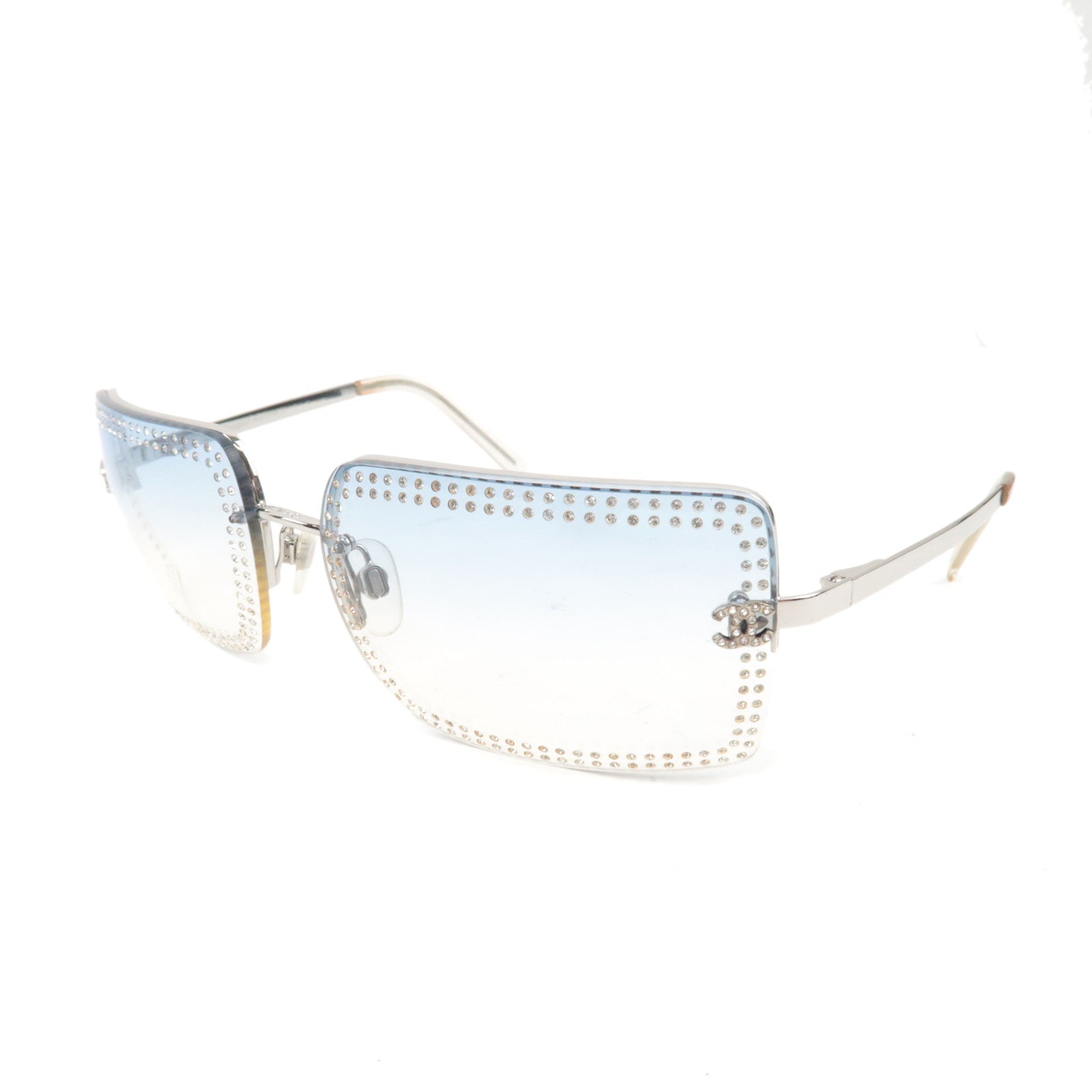 CHANEL Rhinestone Sunglasses 4105-B C.124/79 62□15 120 Clear *Box, Case75701