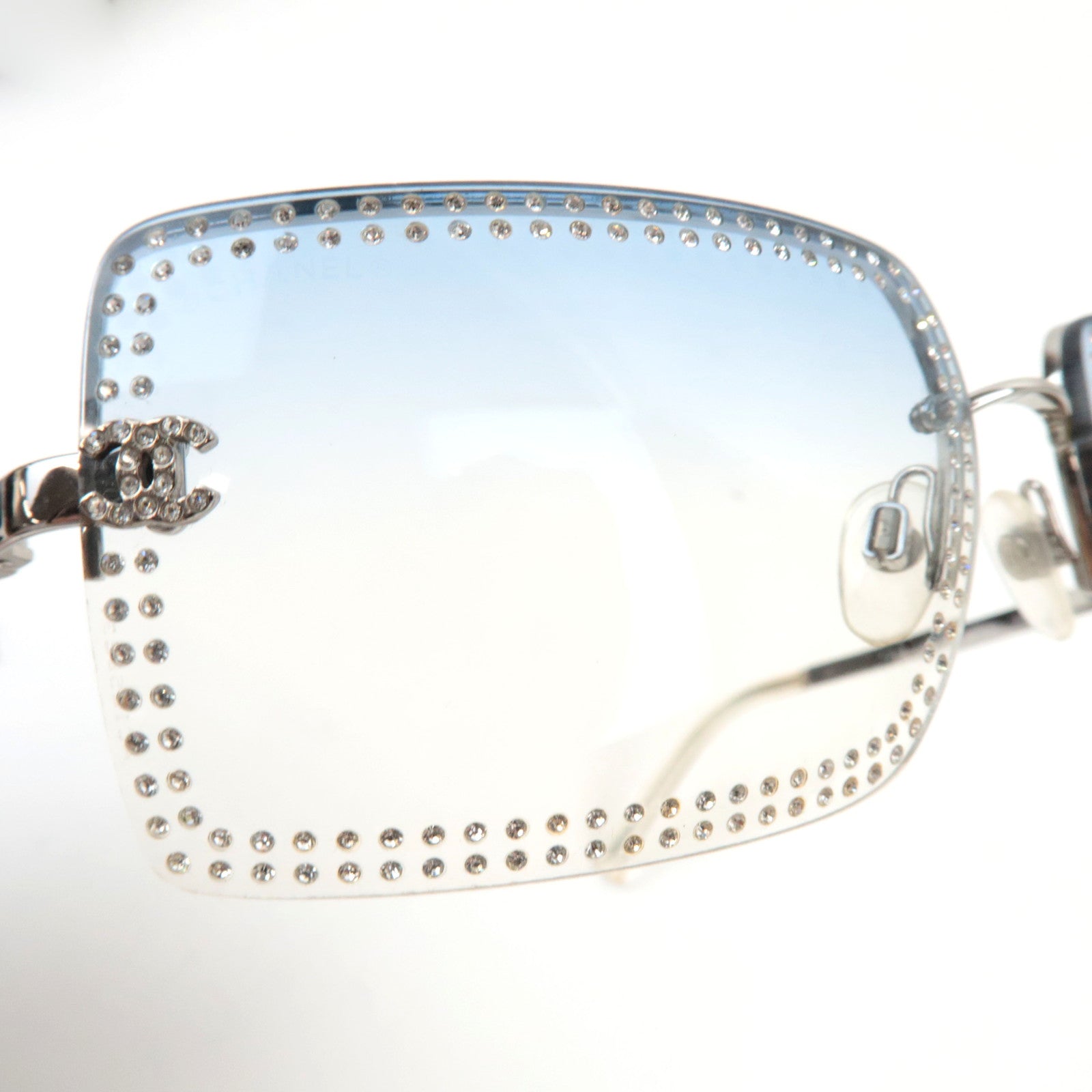 CHANEL Rhinestone Sunglasses 4105-B C.124/79 62□15 120 Clear *Box, Case