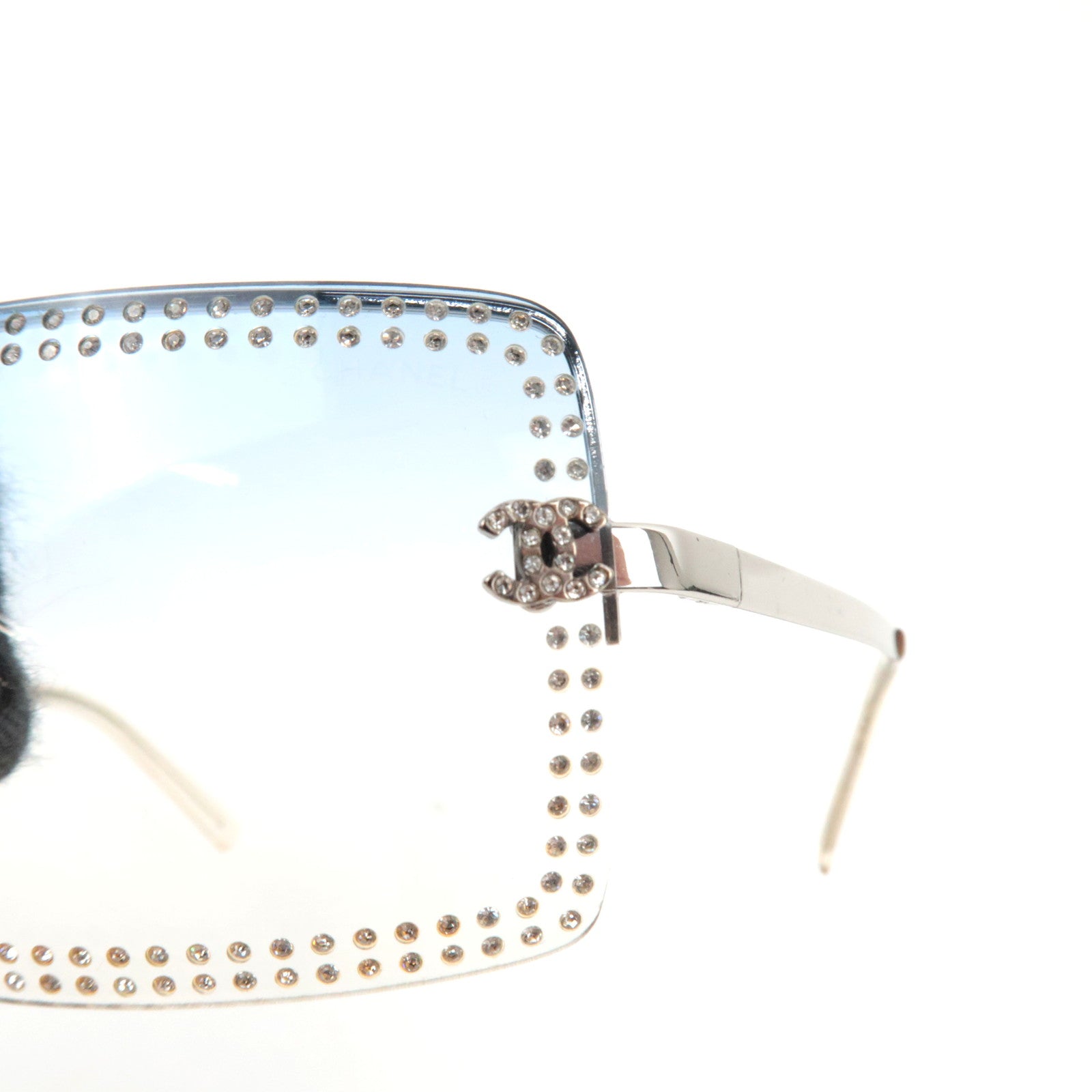 CHANEL Rhinestone Sunglasses 4105-B C.124/79 62□15 120 Clear *Box, Case