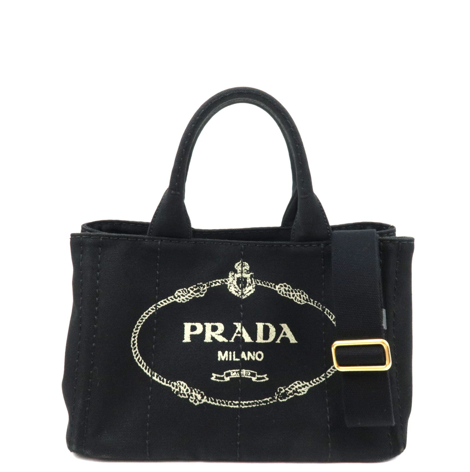 PRADA Canapa Mini 2Way Tote Shoulder Bag Canvas Black B2439G *G card, strap75744