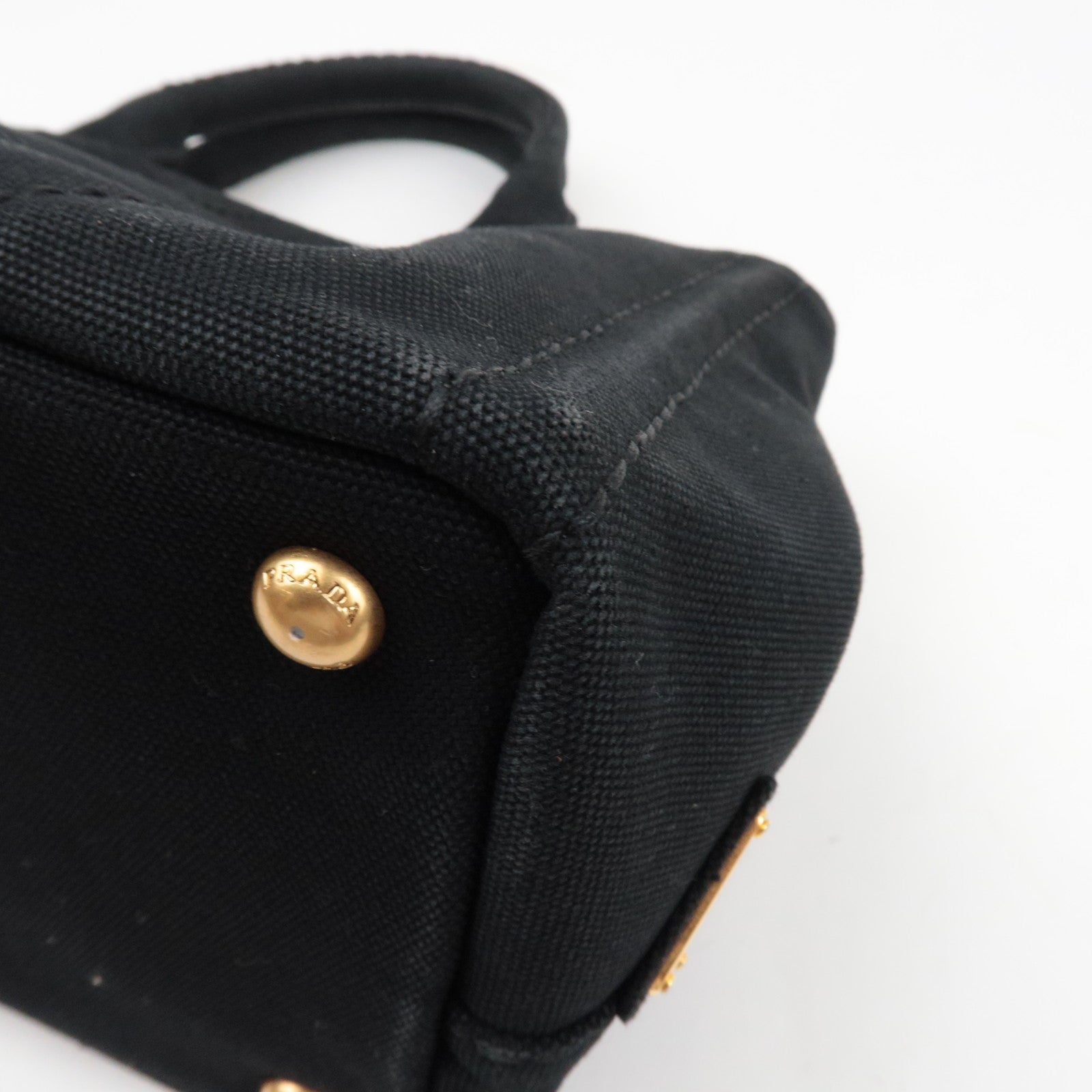 PRADA Canapa Mini 2Way Tote Shoulder Bag Canvas Black B2439G *G card, strap