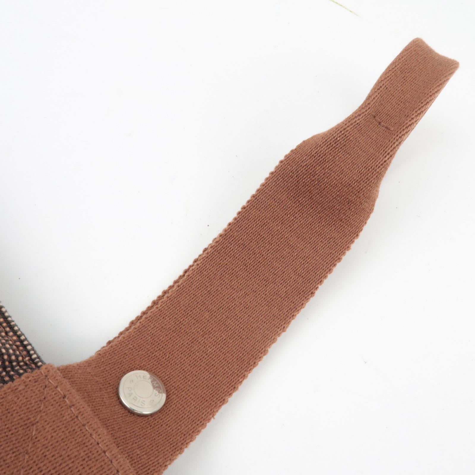 HERMES Saxo MM One Shoulder Bag Handbag Toile Ash Brown