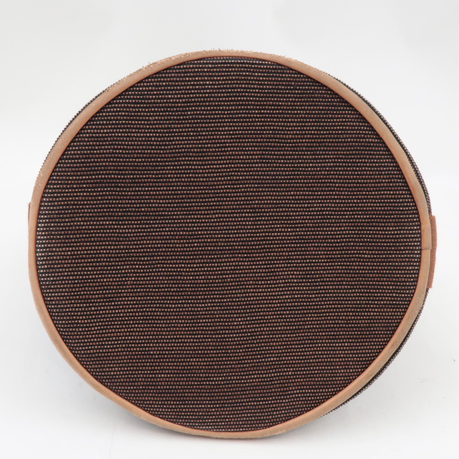 HERMES Saxo MM One Shoulder Bag Handbag Toile Ash Brown