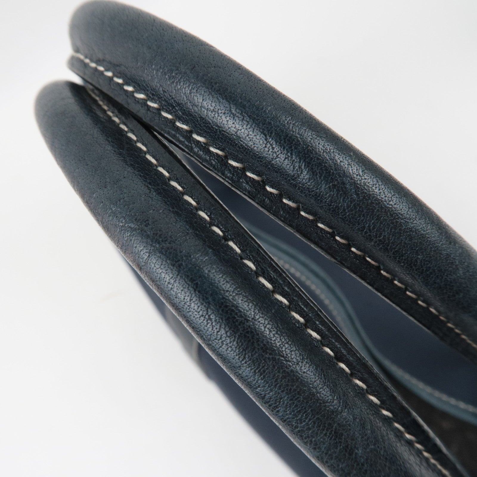 HERMES Garden Party PM Tote Bag Canvas Leather Navy □I STAMP (2005)