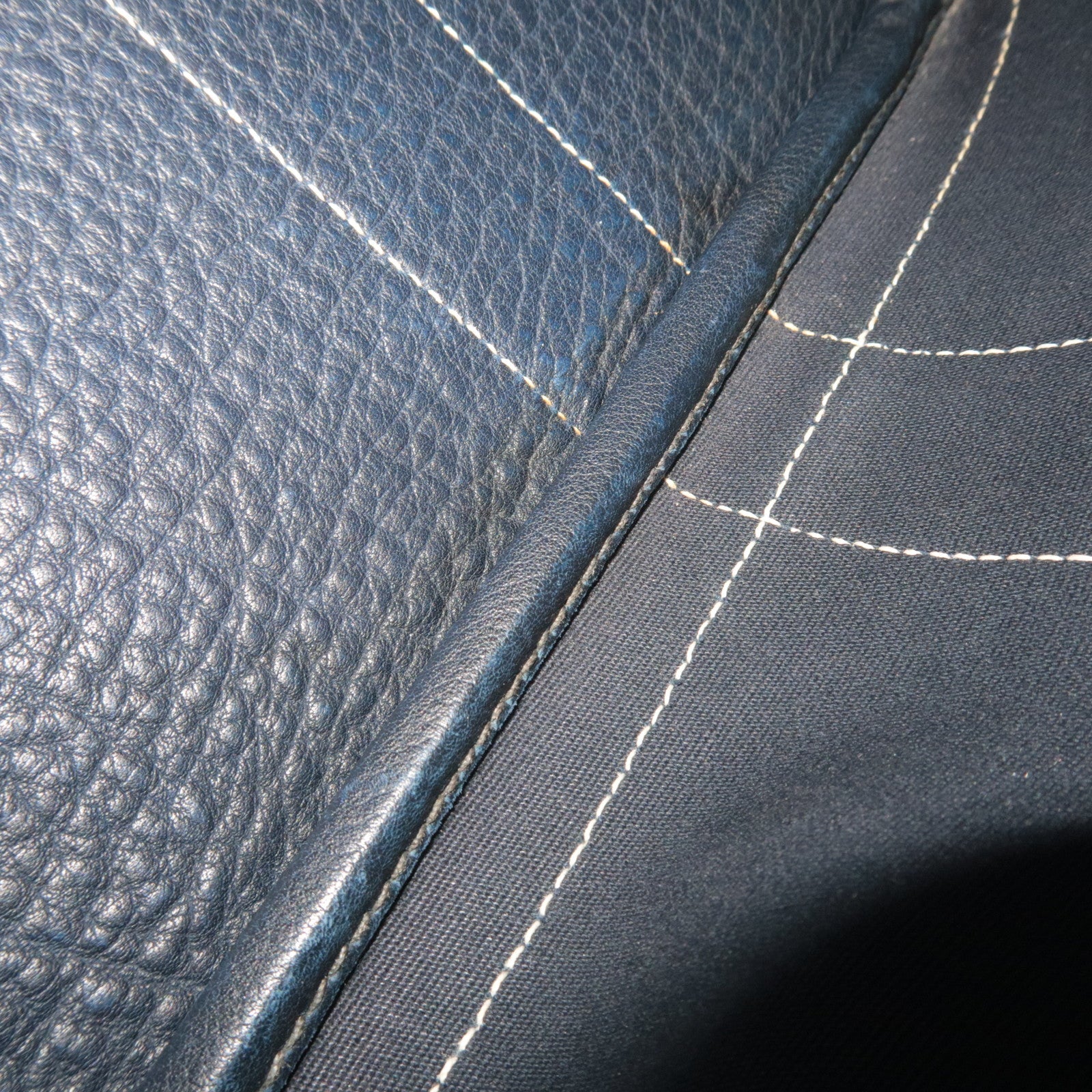 HERMES Garden Party PM Tote Bag Canvas Leather Navy □I STAMP (2005)