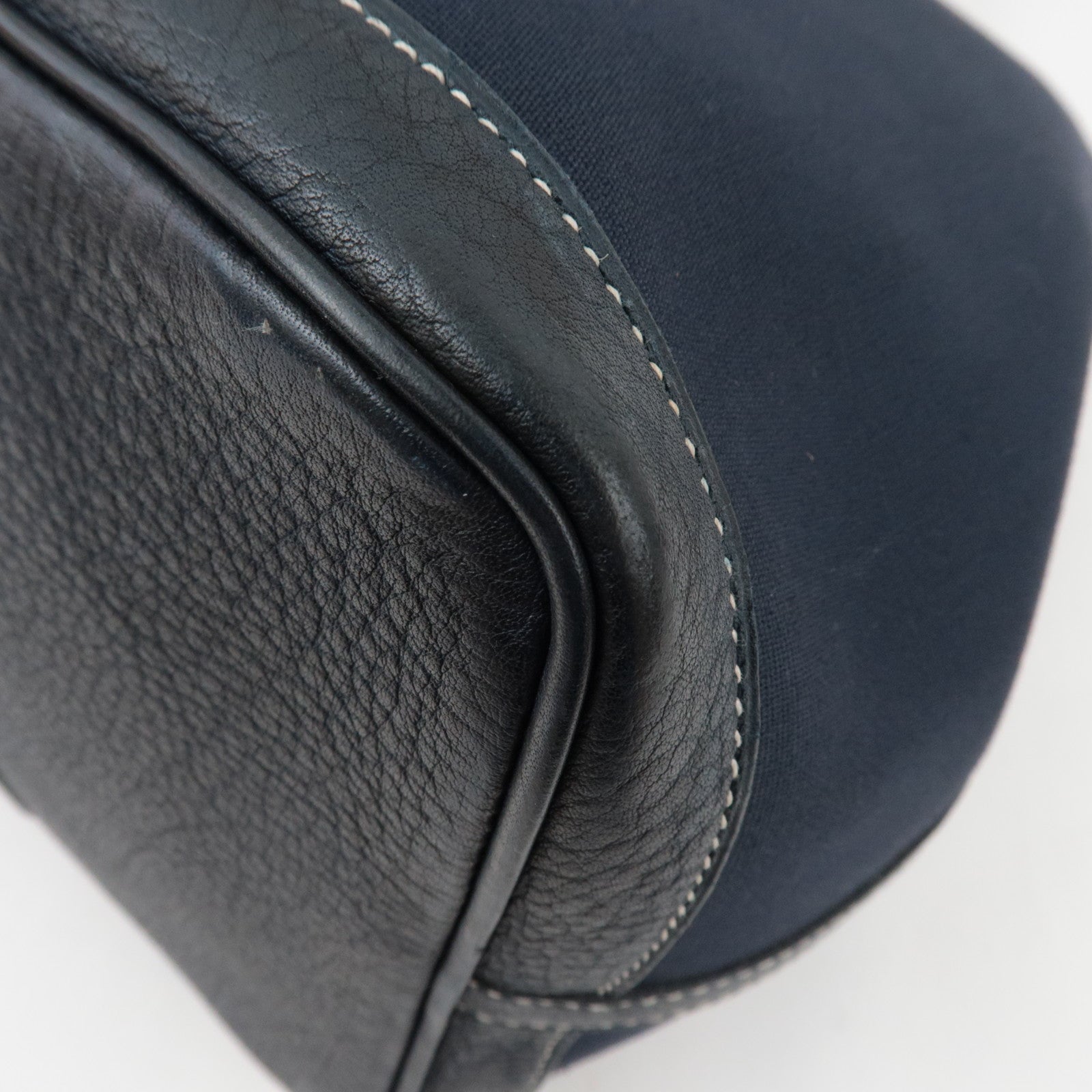 HERMES Garden Party PM Tote Bag Canvas Leather Navy □I STAMP (2005)