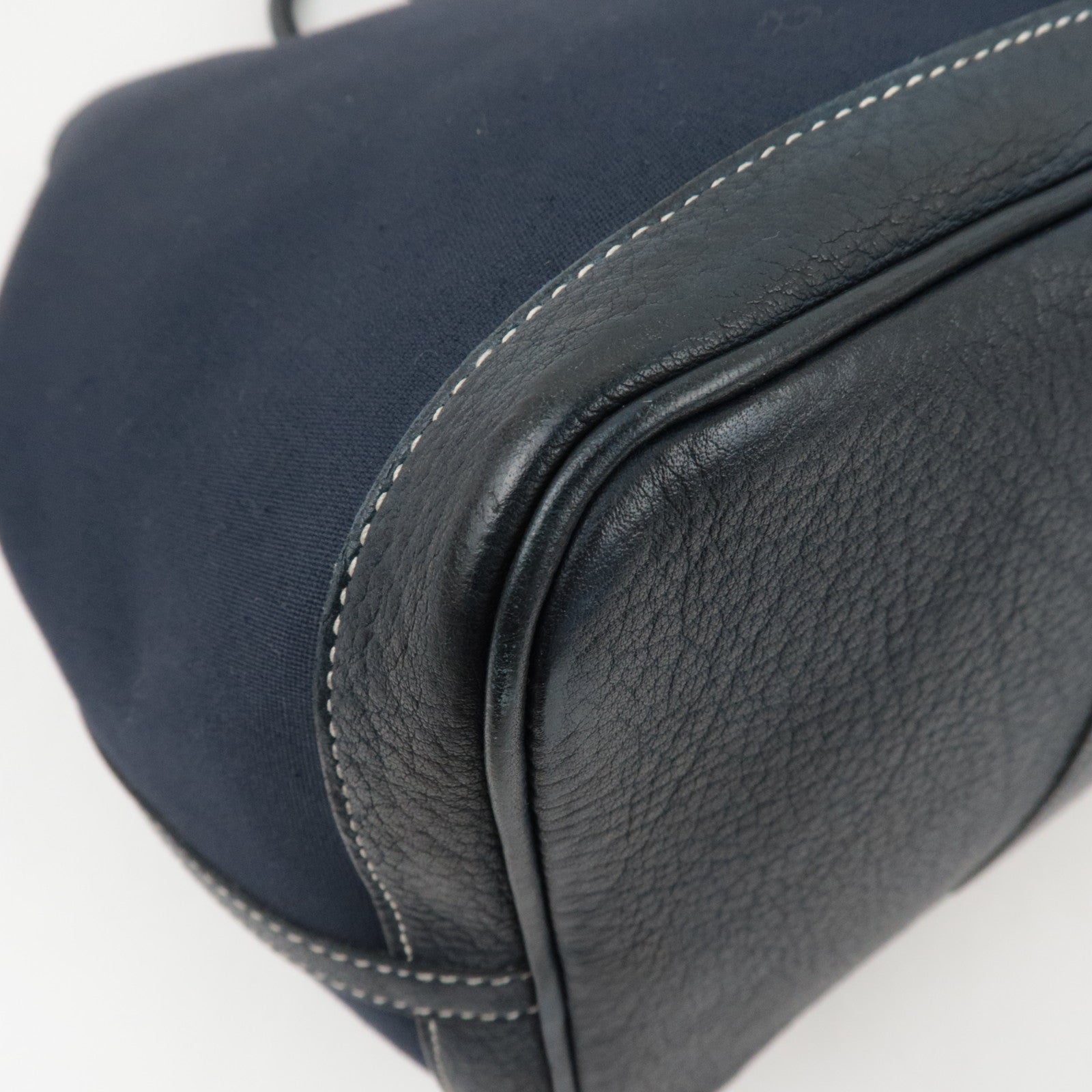 HERMES Garden Party PM Tote Bag Canvas Leather Navy □I STAMP (2005)