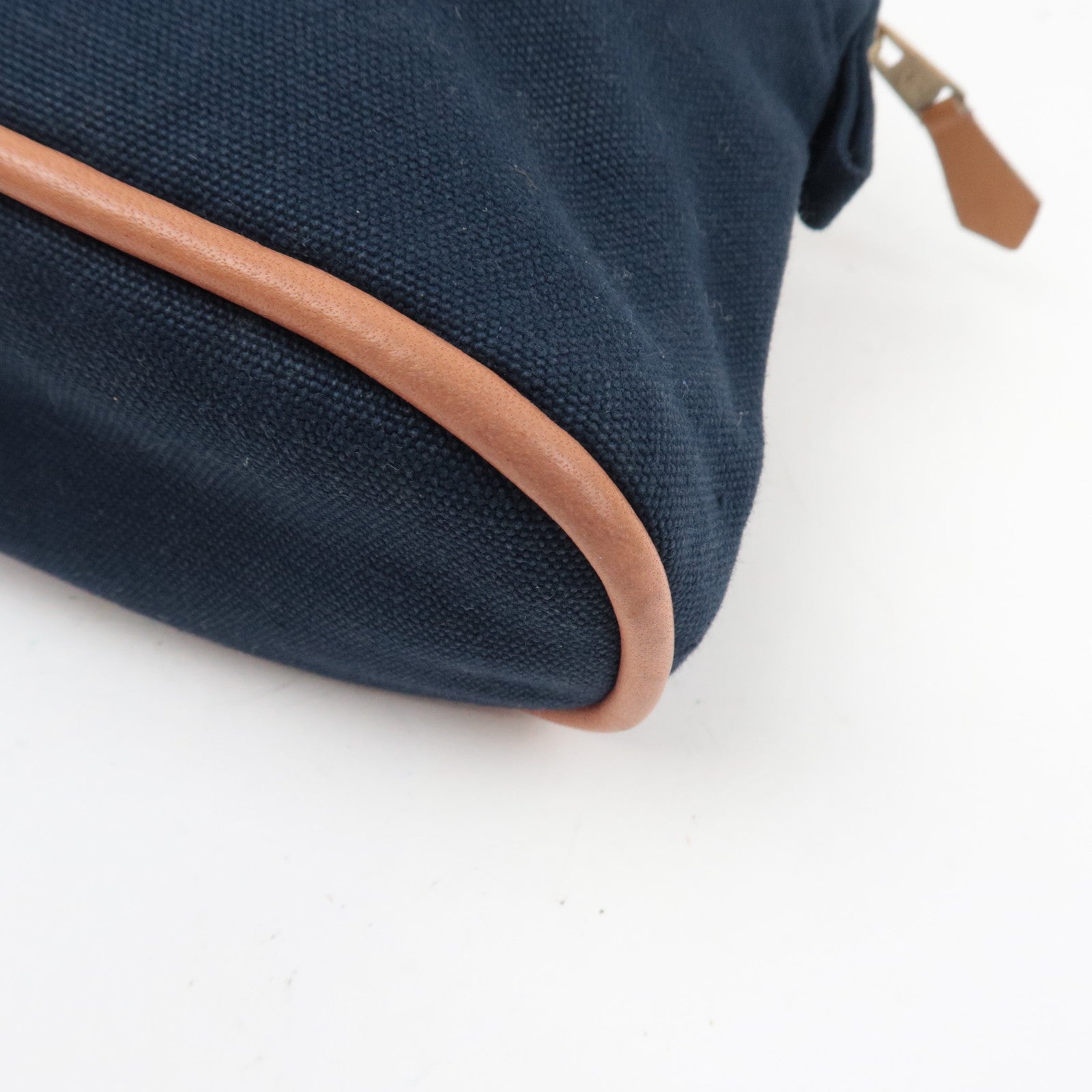 HERMES Bolide Pouch Mini 20 Cosmetic Pouch Canvas Leather Navy