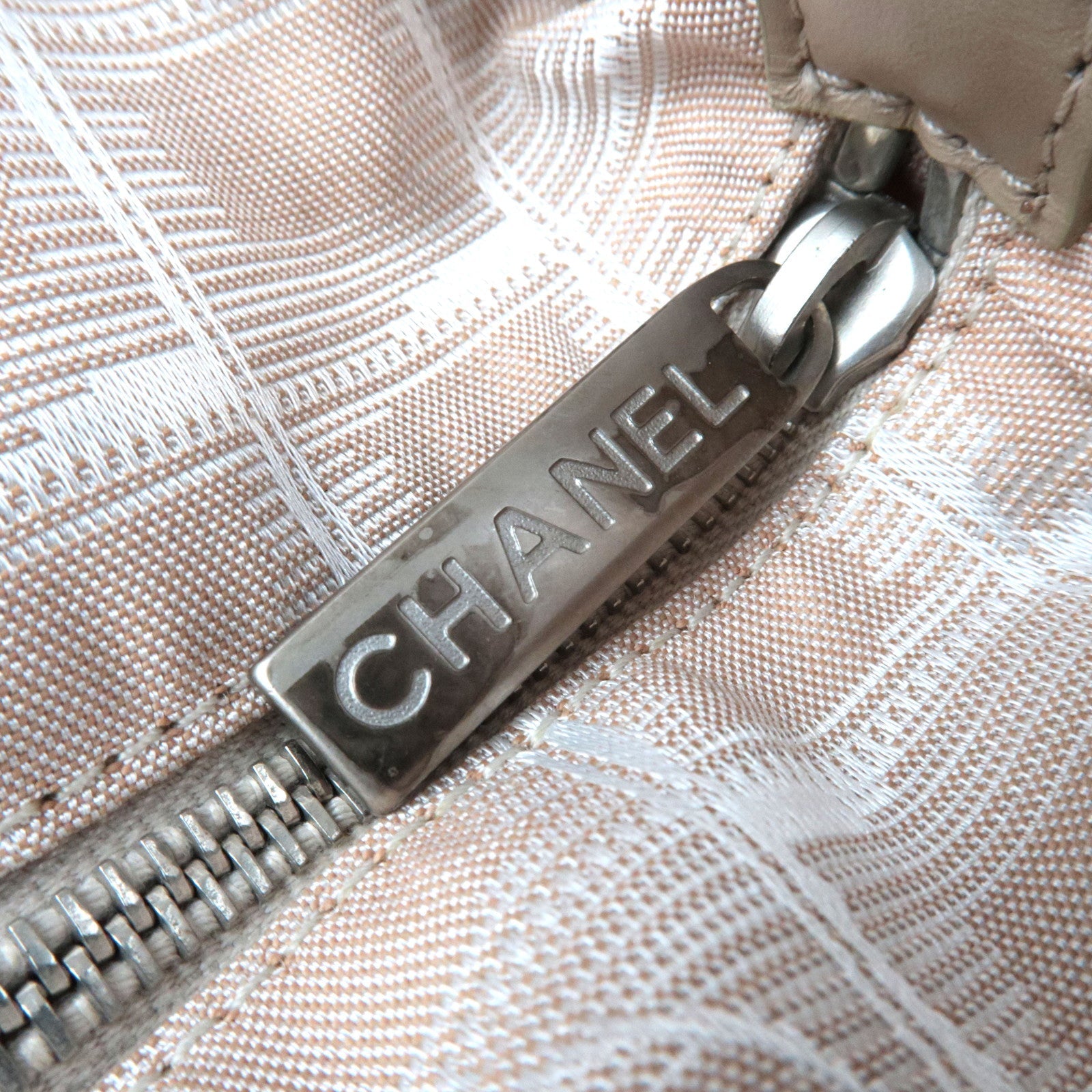 CHANEL New Travel Line Tote GM Nylon Jacquard Leather Beige A15825 *Dust Bag, G Card