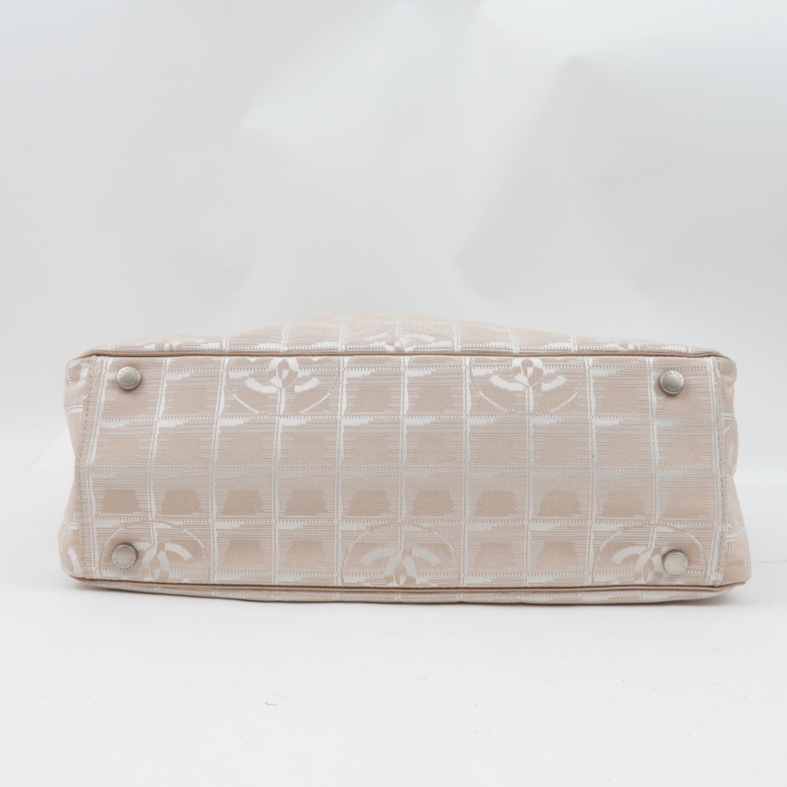 CHANEL New Travel Line Tote GM Nylon Jacquard Leather Beige A15825 *Dust Bag, G Card