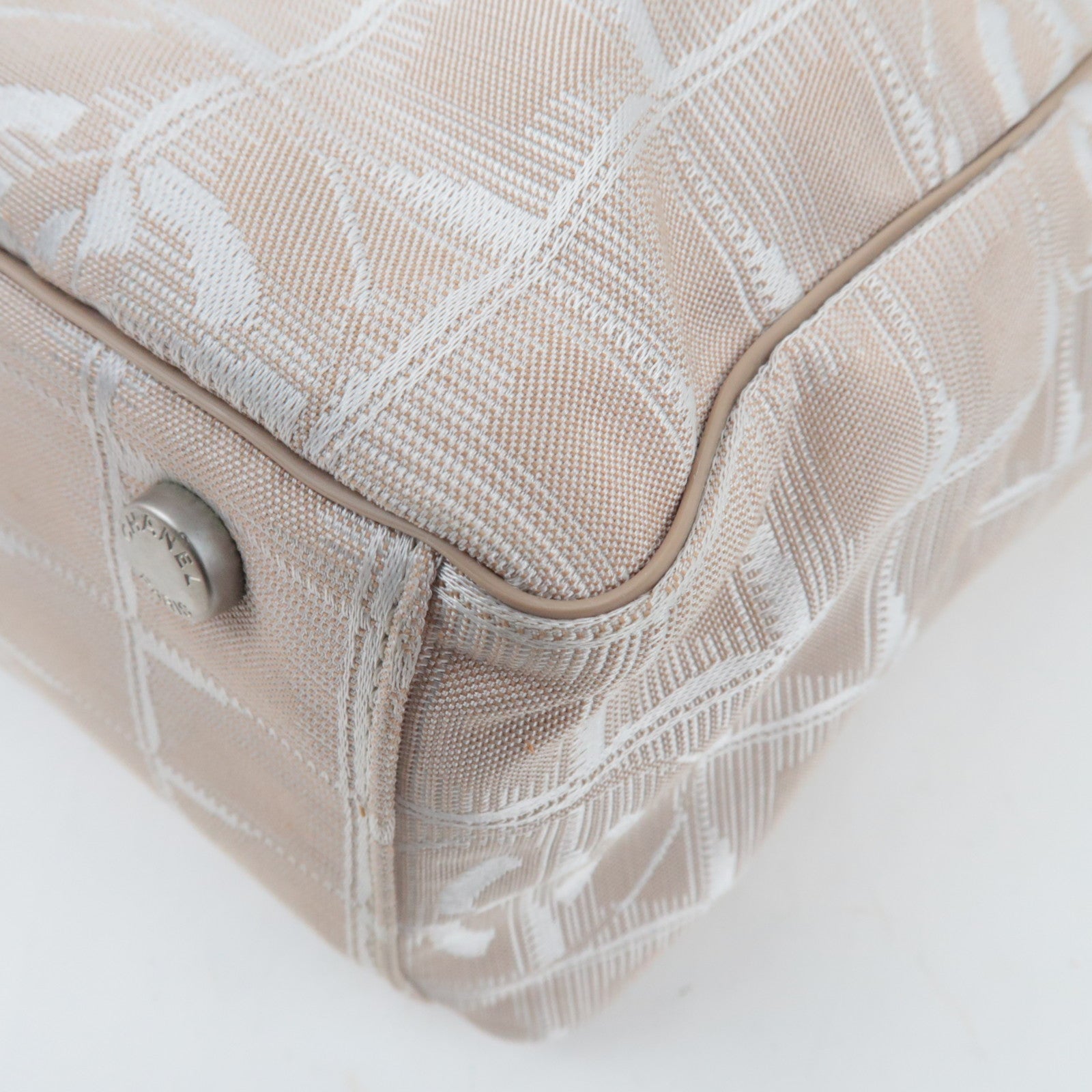 CHANEL New Travel Line Tote GM Nylon Jacquard Leather Beige A15825 *Dust Bag, G Card