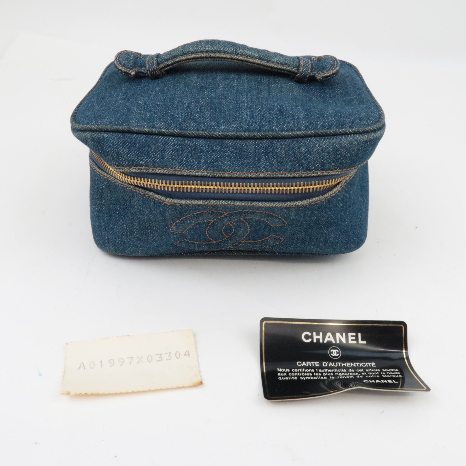 CHANEL Vanity Bag Denim Blue 4668533 *Guarantee Card