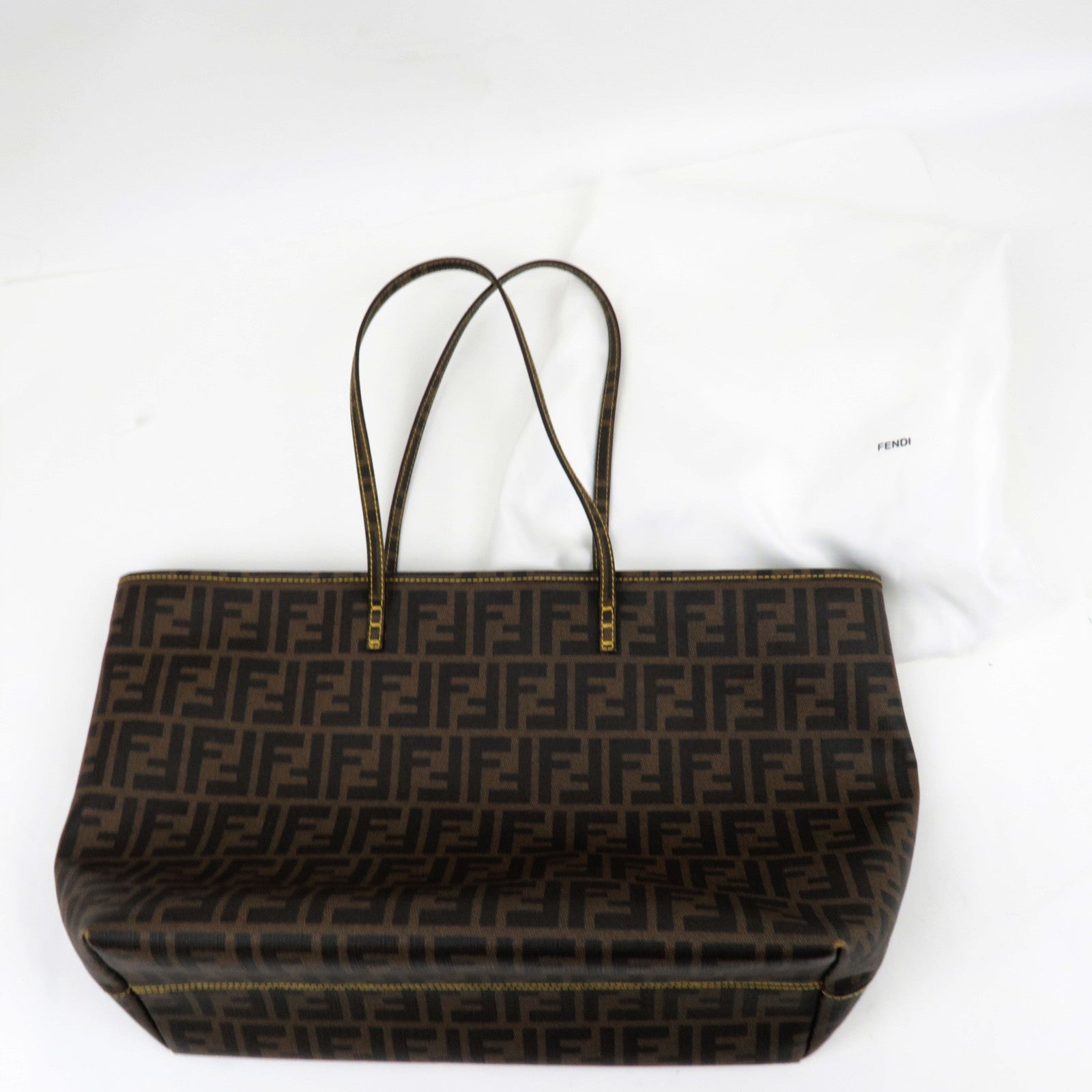 FENDI Zucca Tote Bag PVC Khaki Black 8BH185 *Dust bag