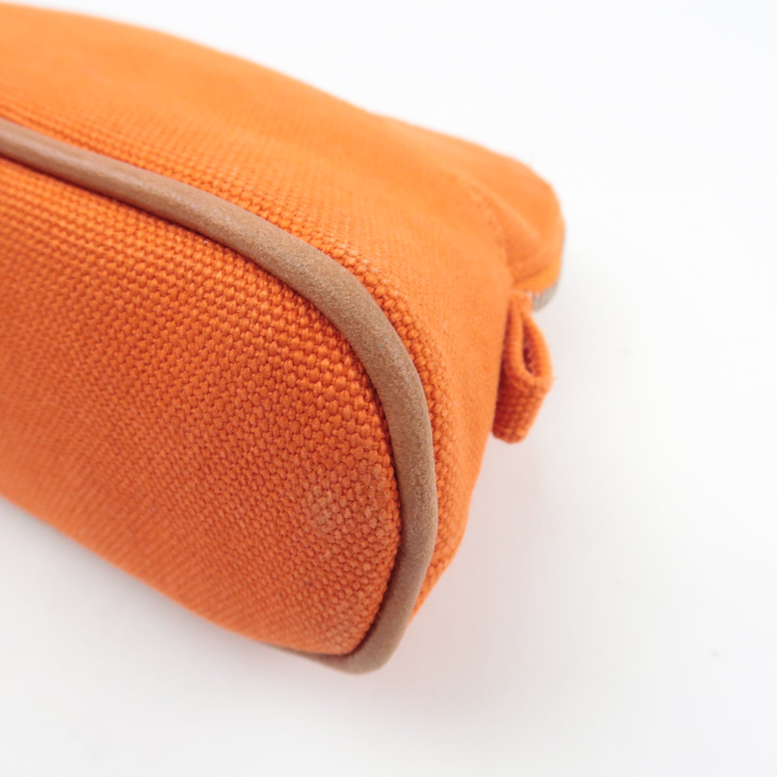 HERMES Bolide Pouch Mini Mini 15 Cosmetic Pouch Canvas Leather Orange