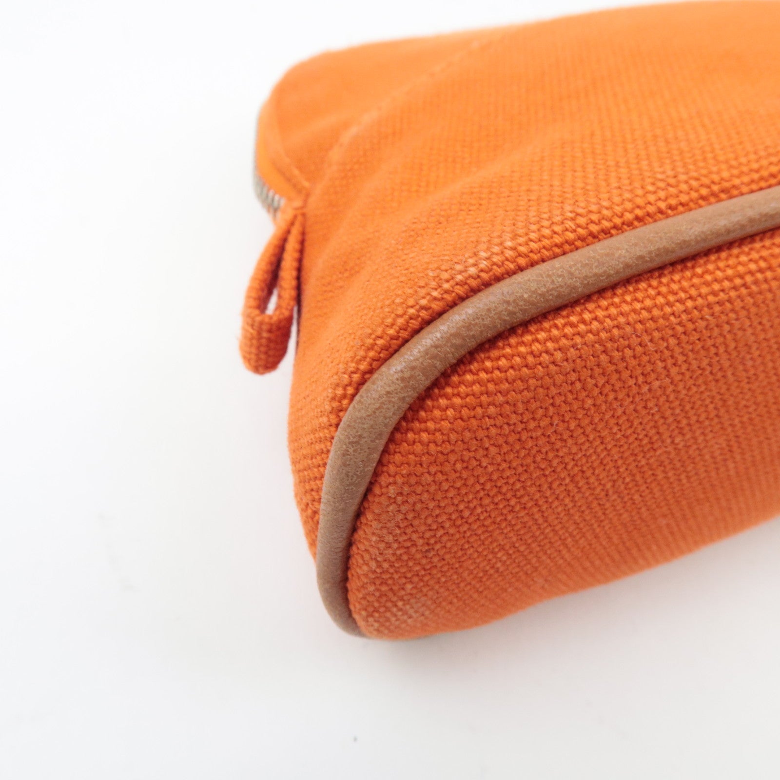 HERMES Bolide Pouch Mini Mini 15 Cosmetic Pouch Canvas Leather Orange