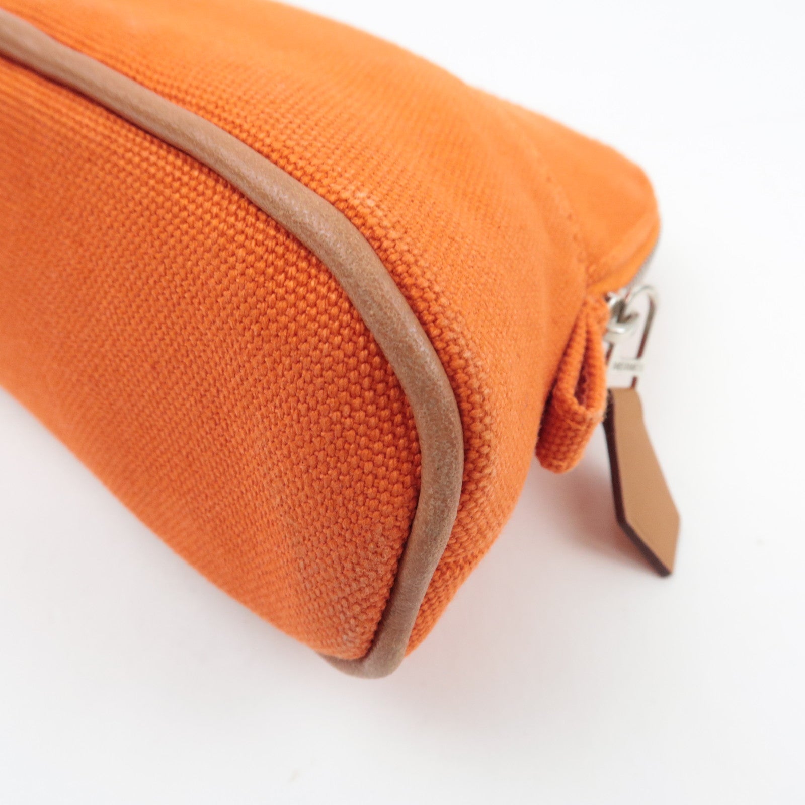 HERMES Bolide Pouch Mini Mini 15 Cosmetic Pouch Canvas Leather Orange