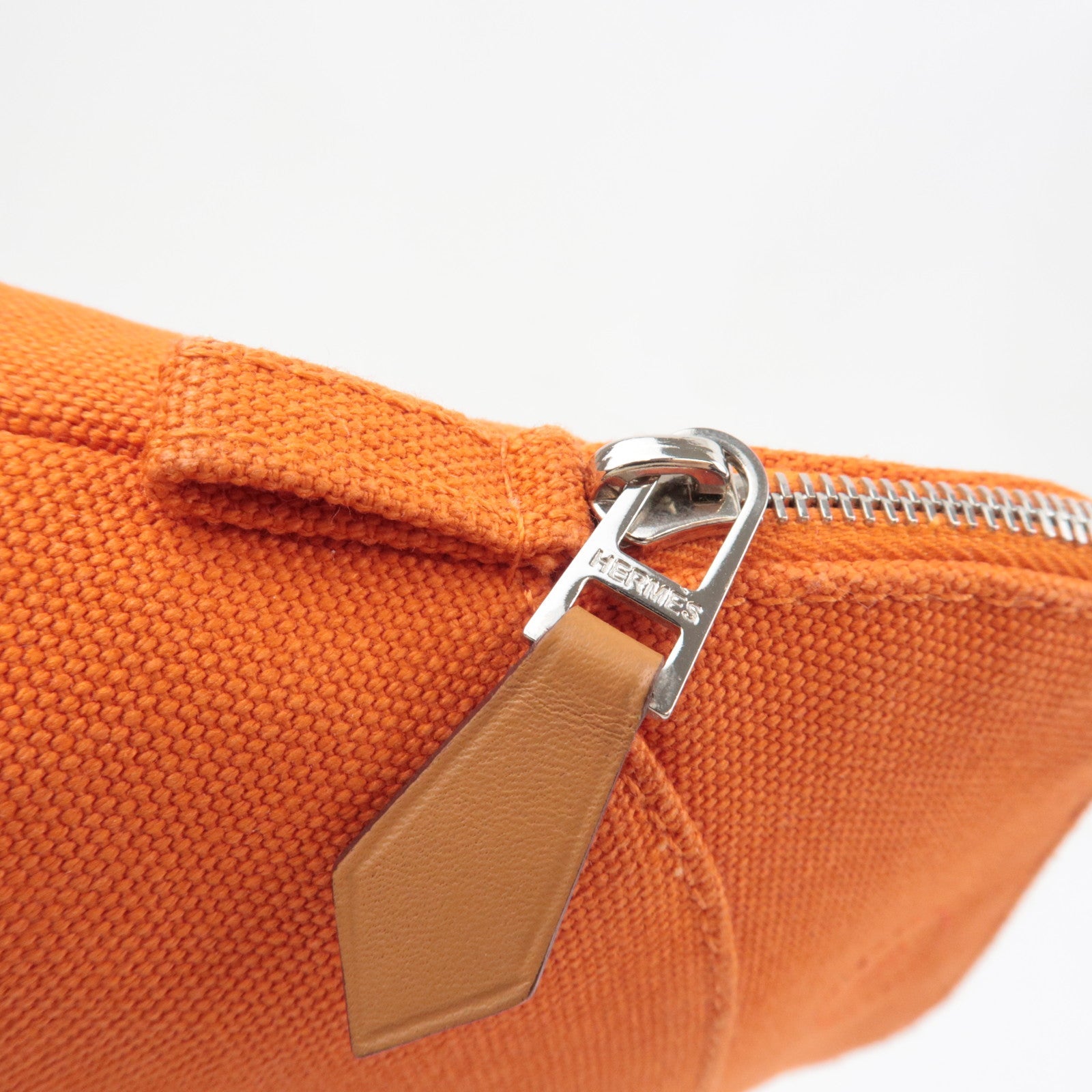 HERMES Bolide Pouch Mini Mini 15 Cosmetic Pouch Canvas Leather Orange