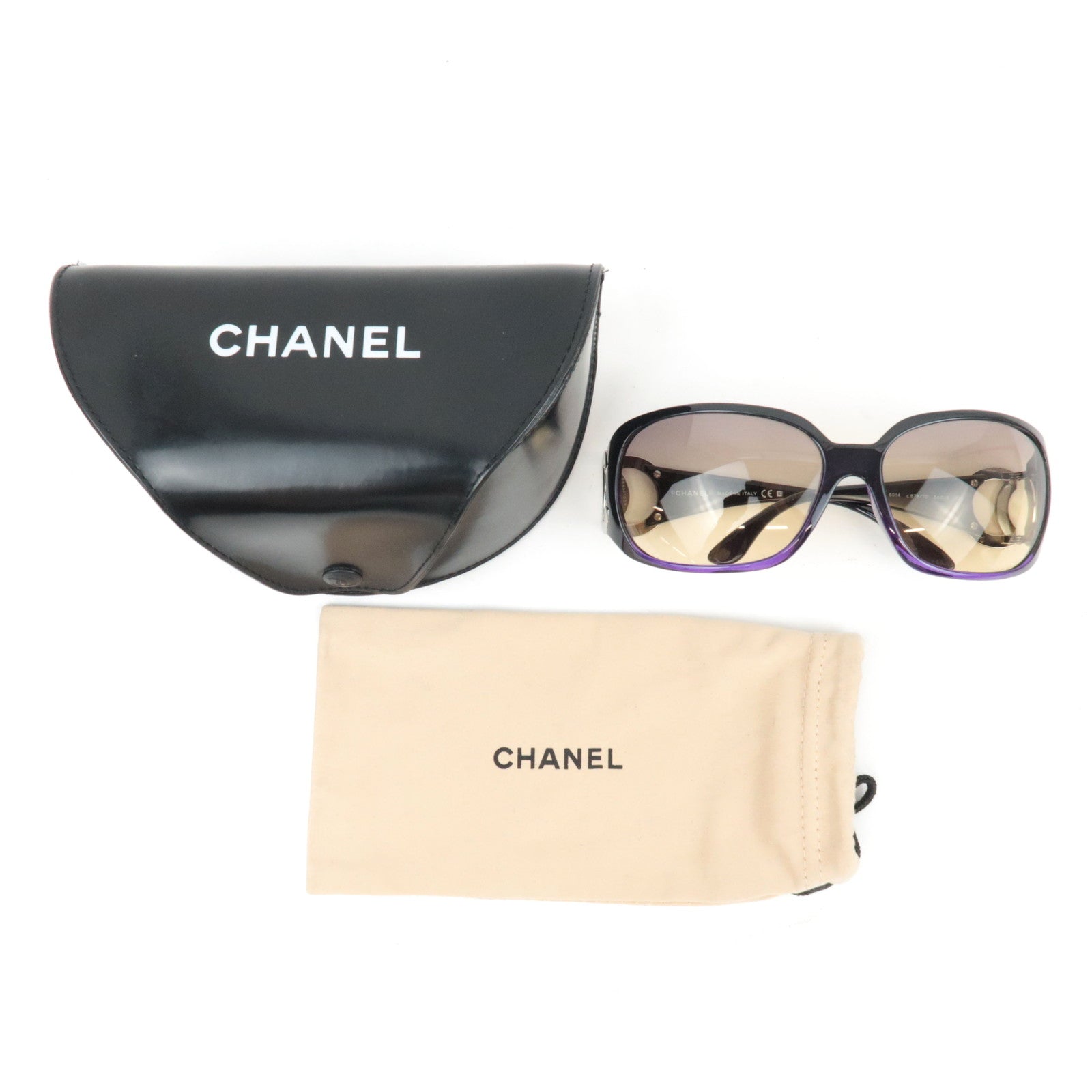 CHANEL Ccoo Mark Sunglasses 6014 C.878/70 64□16 120 Plastic Purple *Case, Dust bag