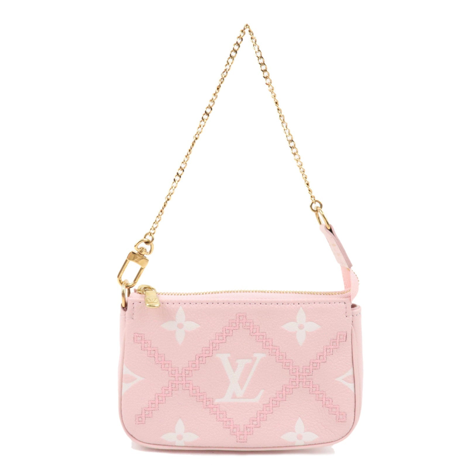 Louis Vuitton Monogram Empreinte Broderie Mini Pochette Accessoire Mini Bag Rose M81140 RFID *Box, Dust bag75849