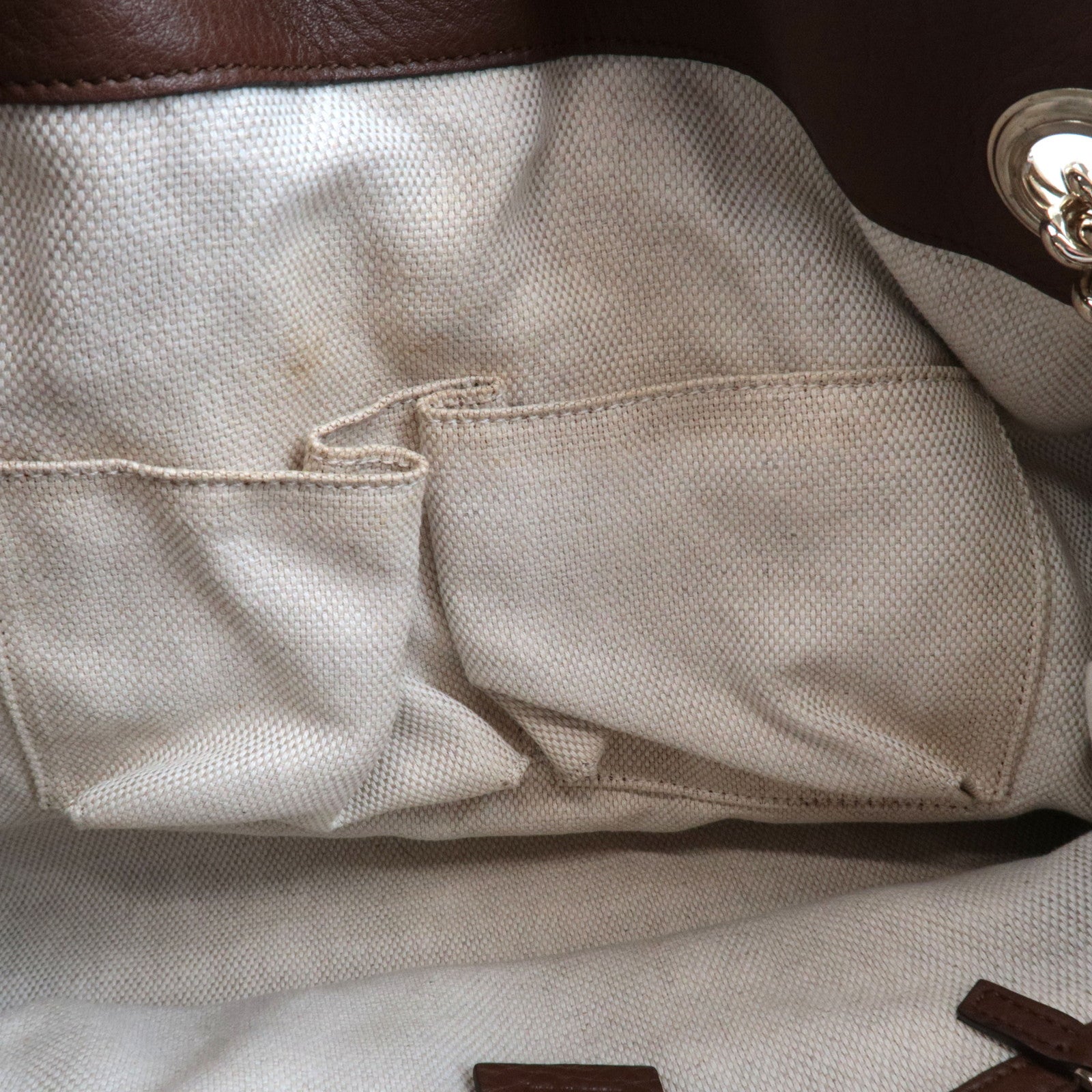 GUCCI Soho Interlocking G Chain Shoulder Bag Denim Leather Blue Brown 308982