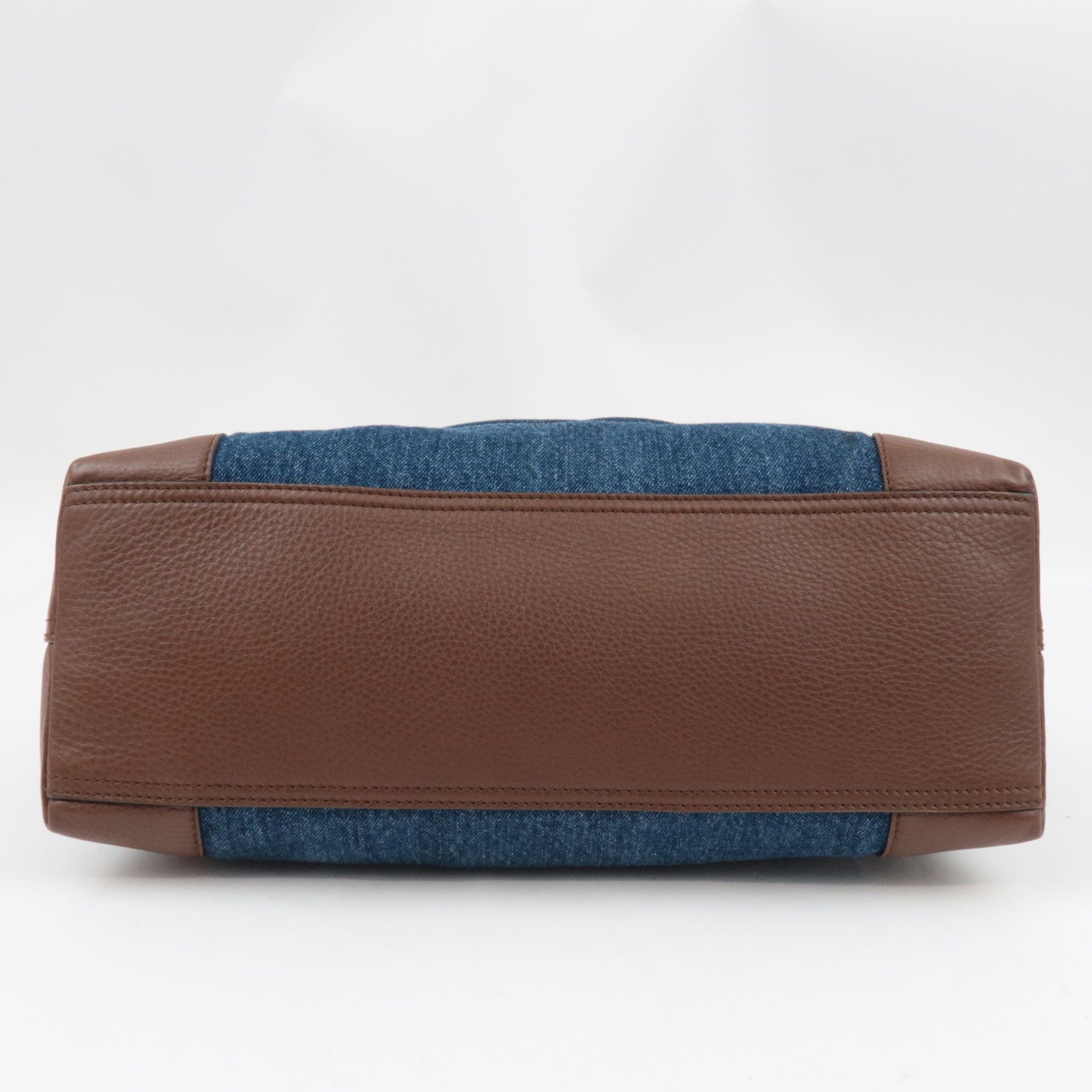 GUCCI Soho Interlocking G Chain Shoulder Bag Denim Leather Blue Brown 308982
