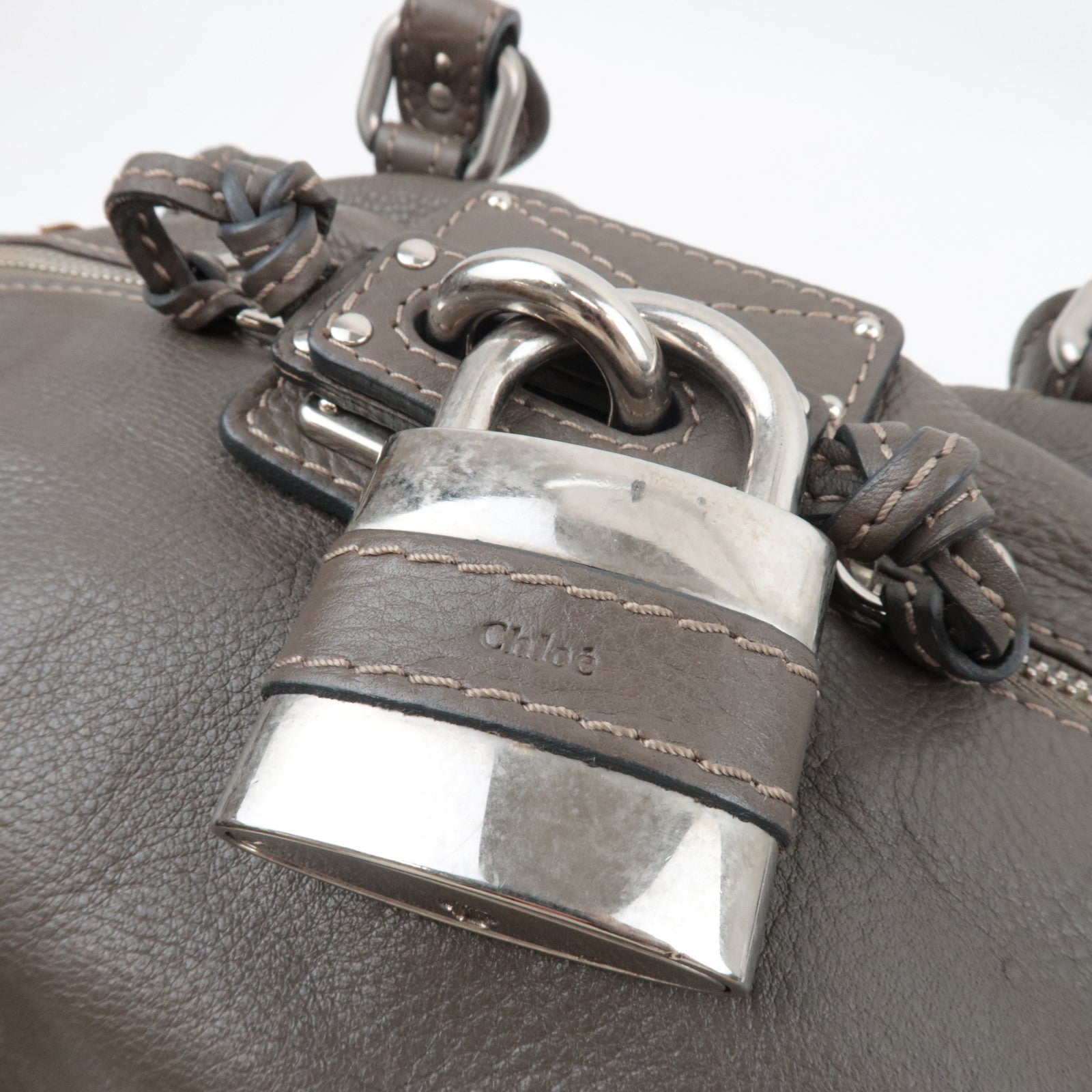 Chloe Paddington Handbag Leather Gray *Key Lock