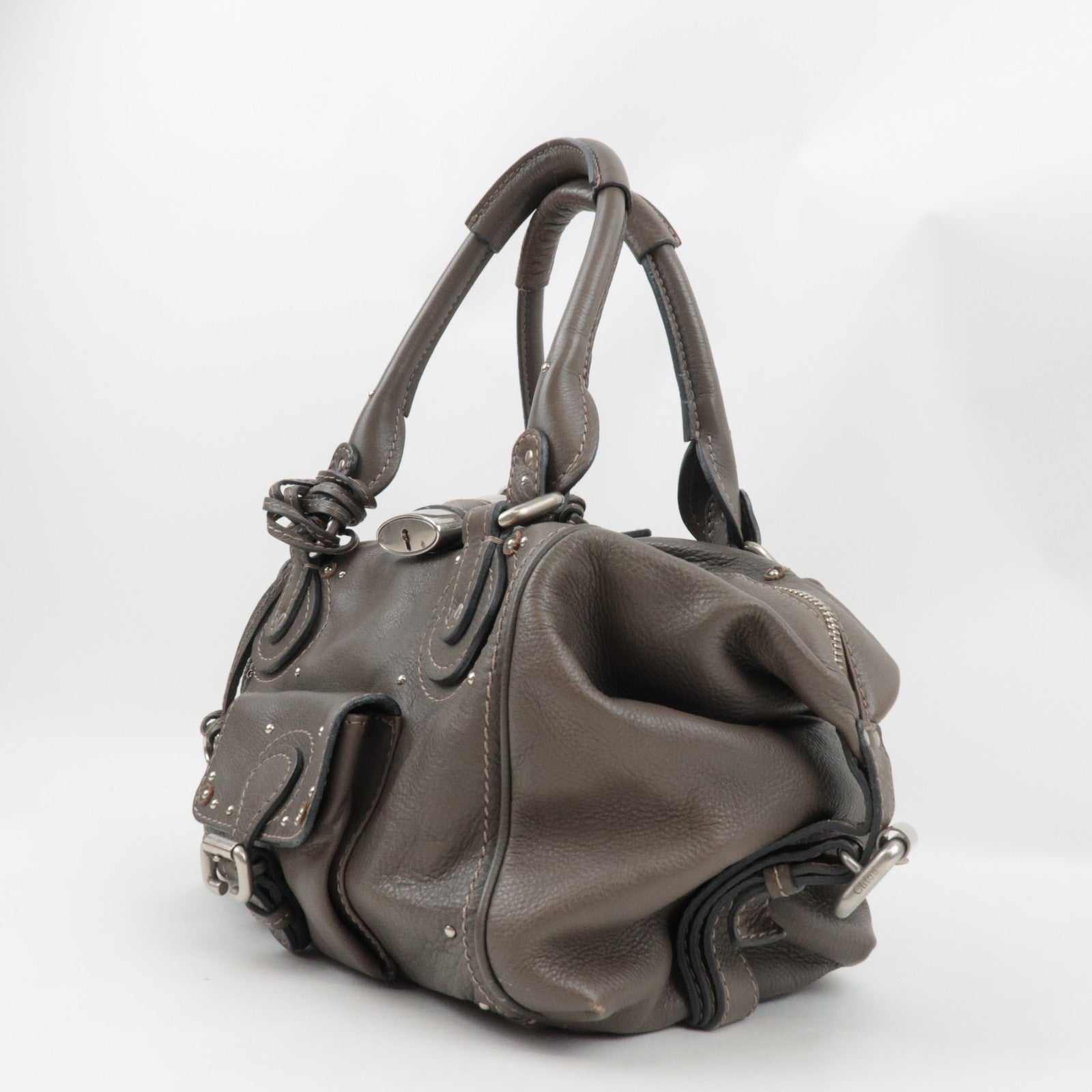 Chloe Paddington Handbag Leather Gray *Key Lock