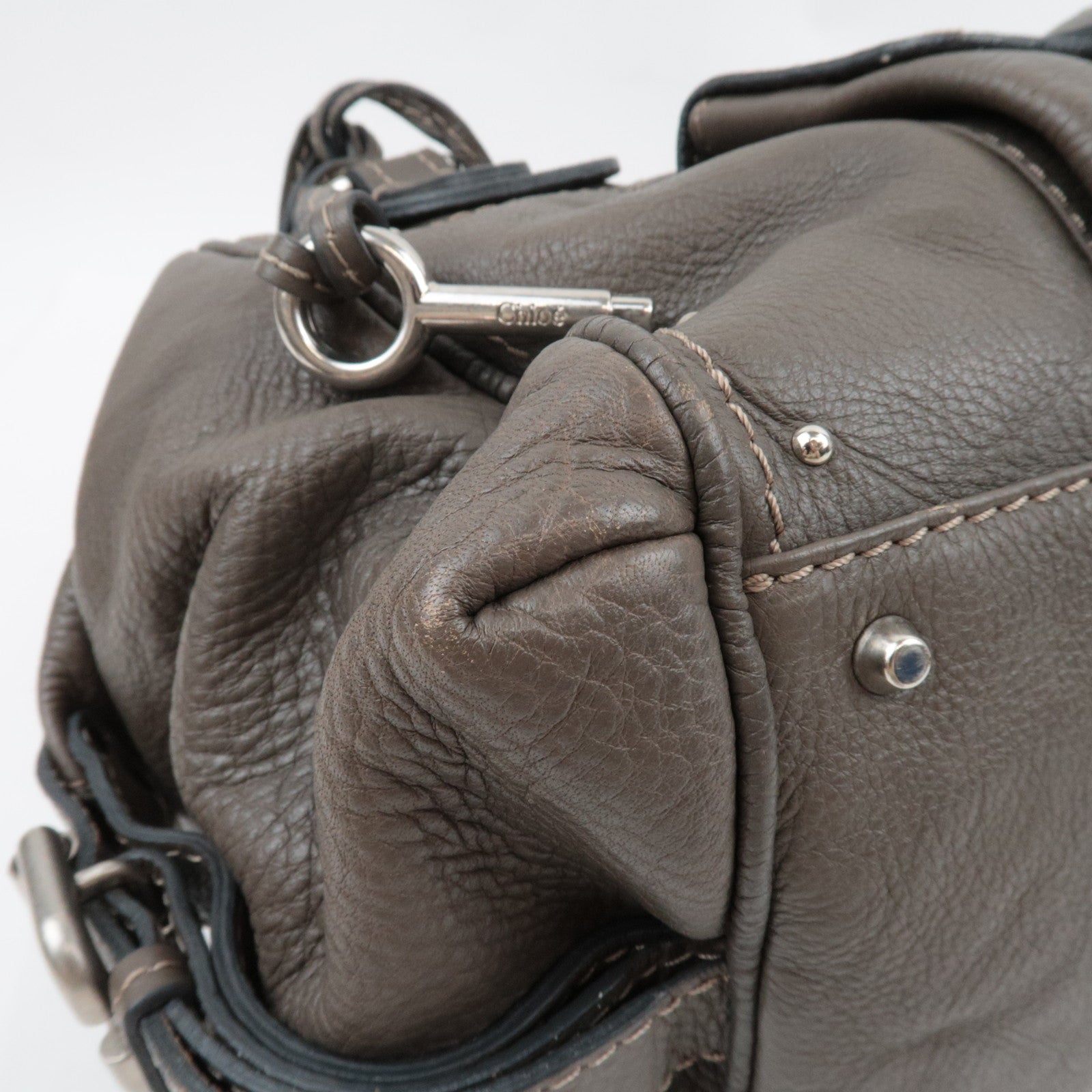 Chloe Paddington Handbag Leather Gray *Key Lock