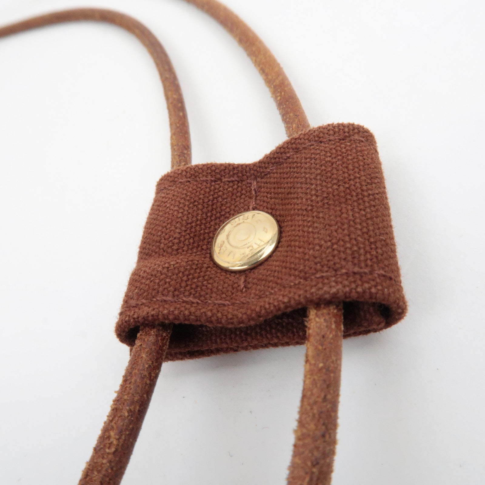 HERMES Porochon Mimil GM Shoulder Bag Canvas Leather Brown