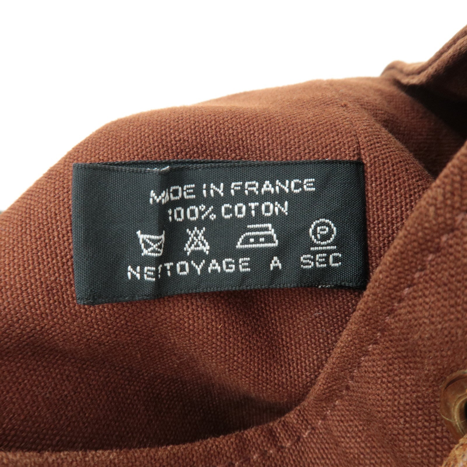 HERMES Porochon Mimil GM Shoulder Bag Canvas Leather Brown