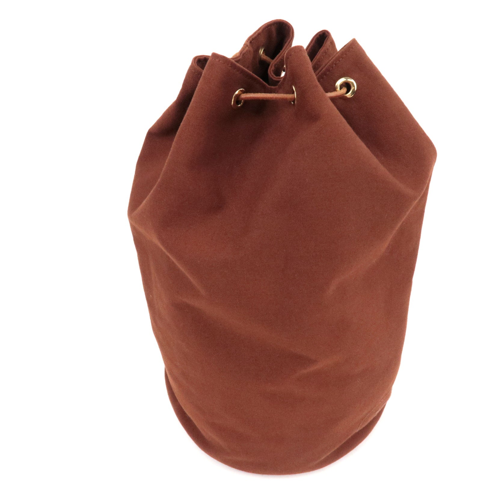 HERMES Porochon Mimil GM Shoulder Bag Canvas Leather Brown