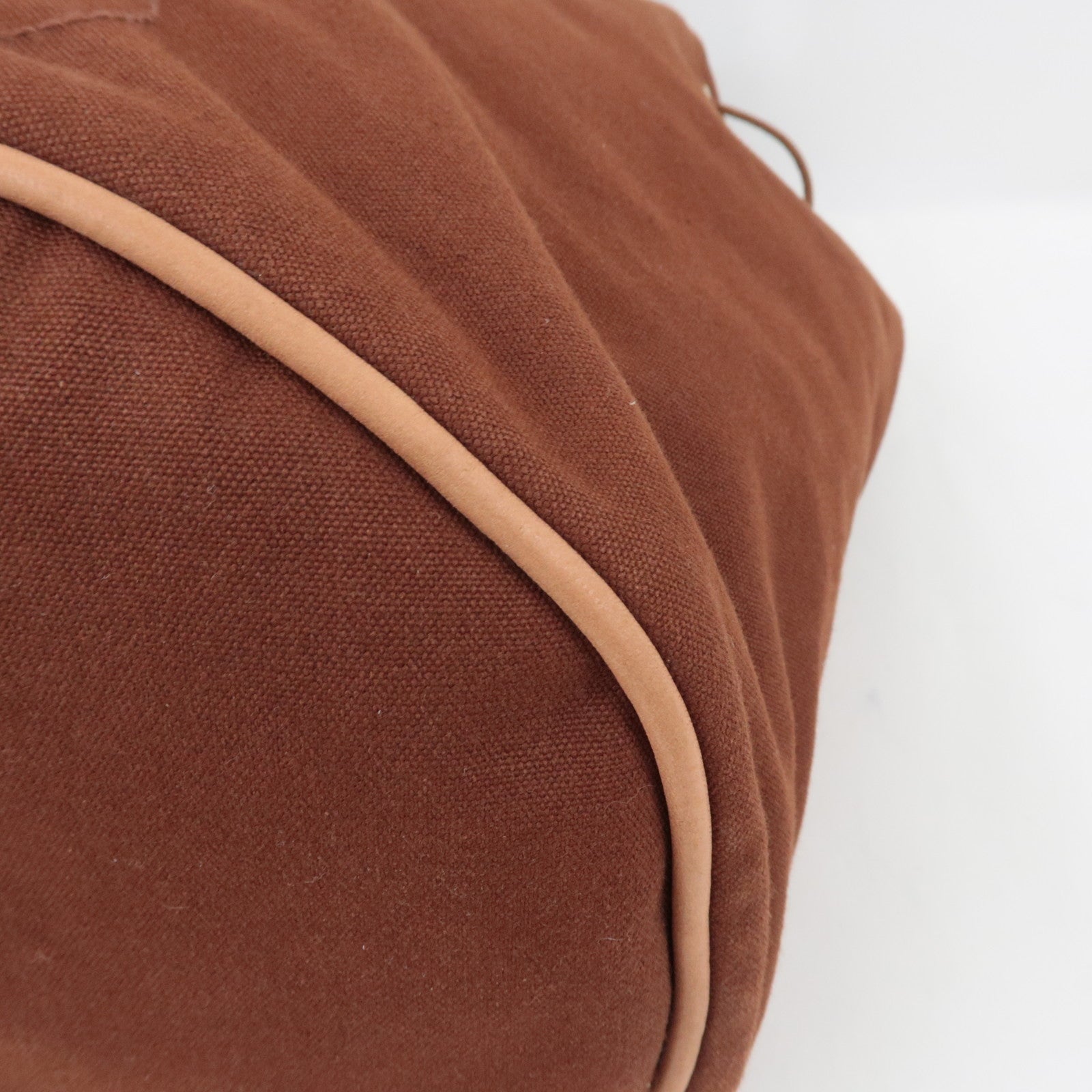 HERMES Porochon Mimil GM Shoulder Bag Canvas Leather Brown