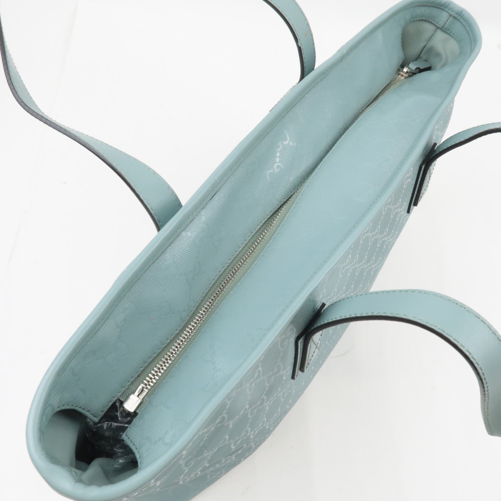 GUCCI Tote Bag GG Imprime Leather Light Blue 211137