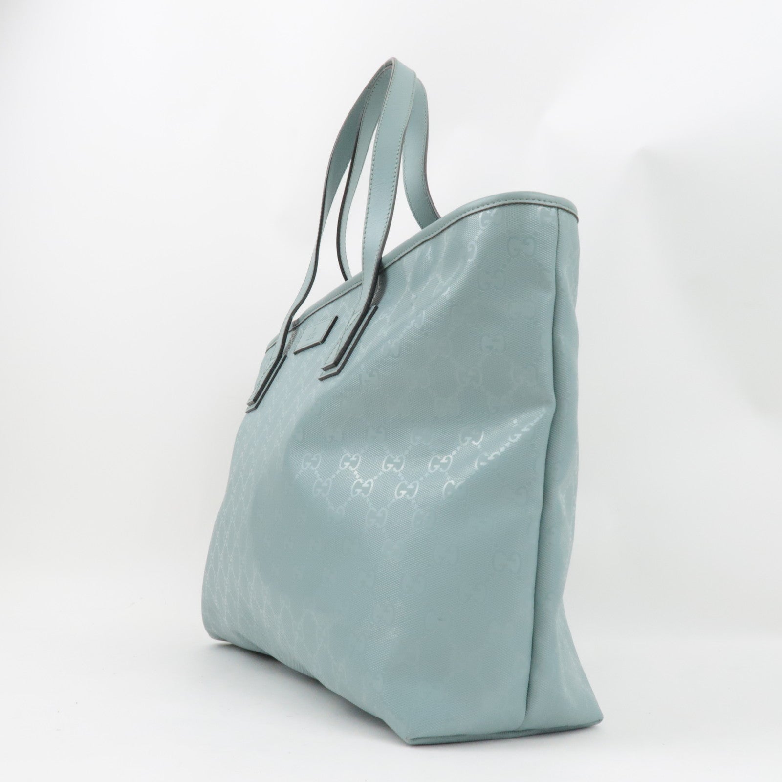 GUCCI Tote Bag GG Imprime Leather Light Blue 211137