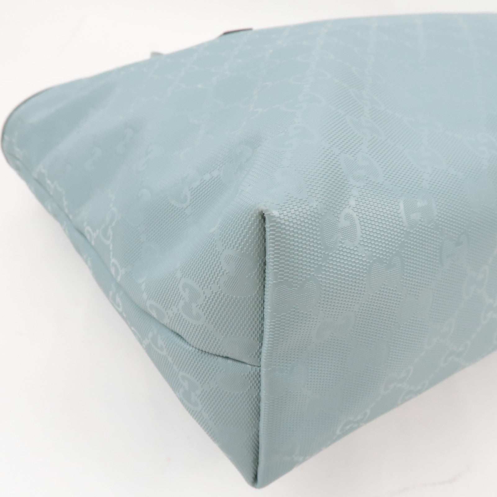 GUCCI Tote Bag GG Imprime Leather Light Blue 211137