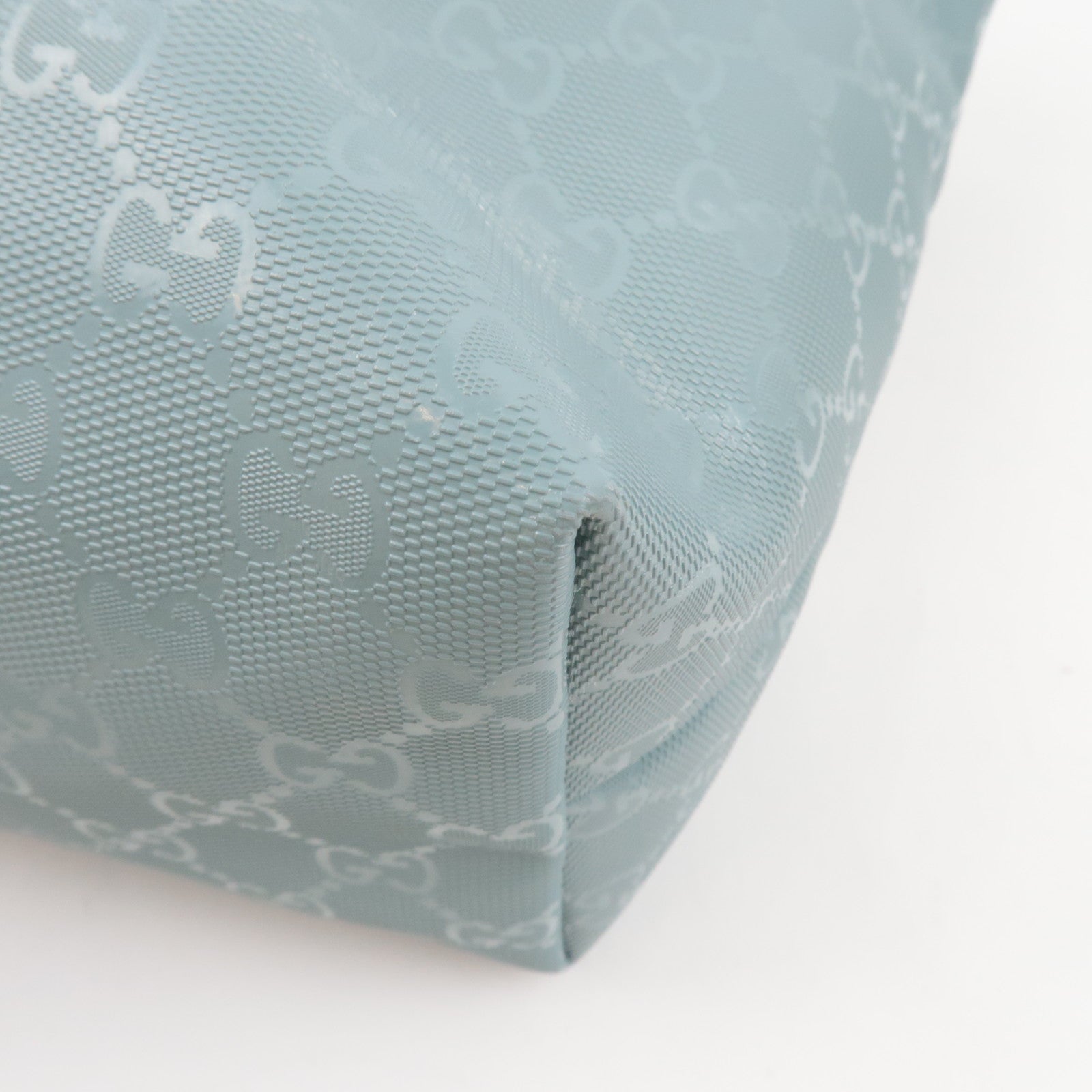 GUCCI Tote Bag GG Imprime Leather Light Blue 211137