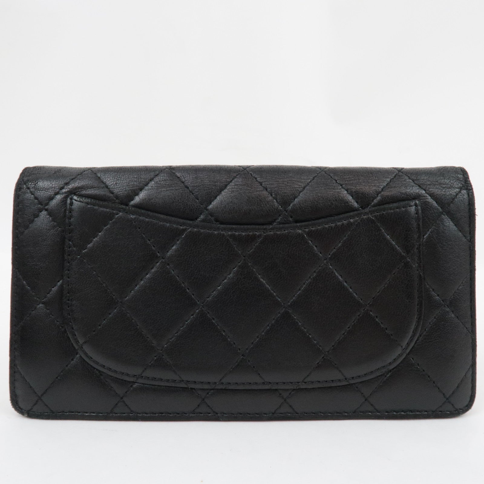 CHANEL Matelasse Bi-Fold Long Wallet Lambskin Black *Box, G card