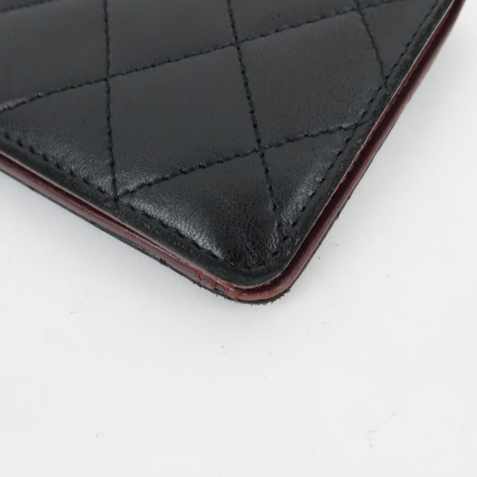 CHANEL Matelasse Bi-Fold Long Wallet Lambskin Black *Box, G card