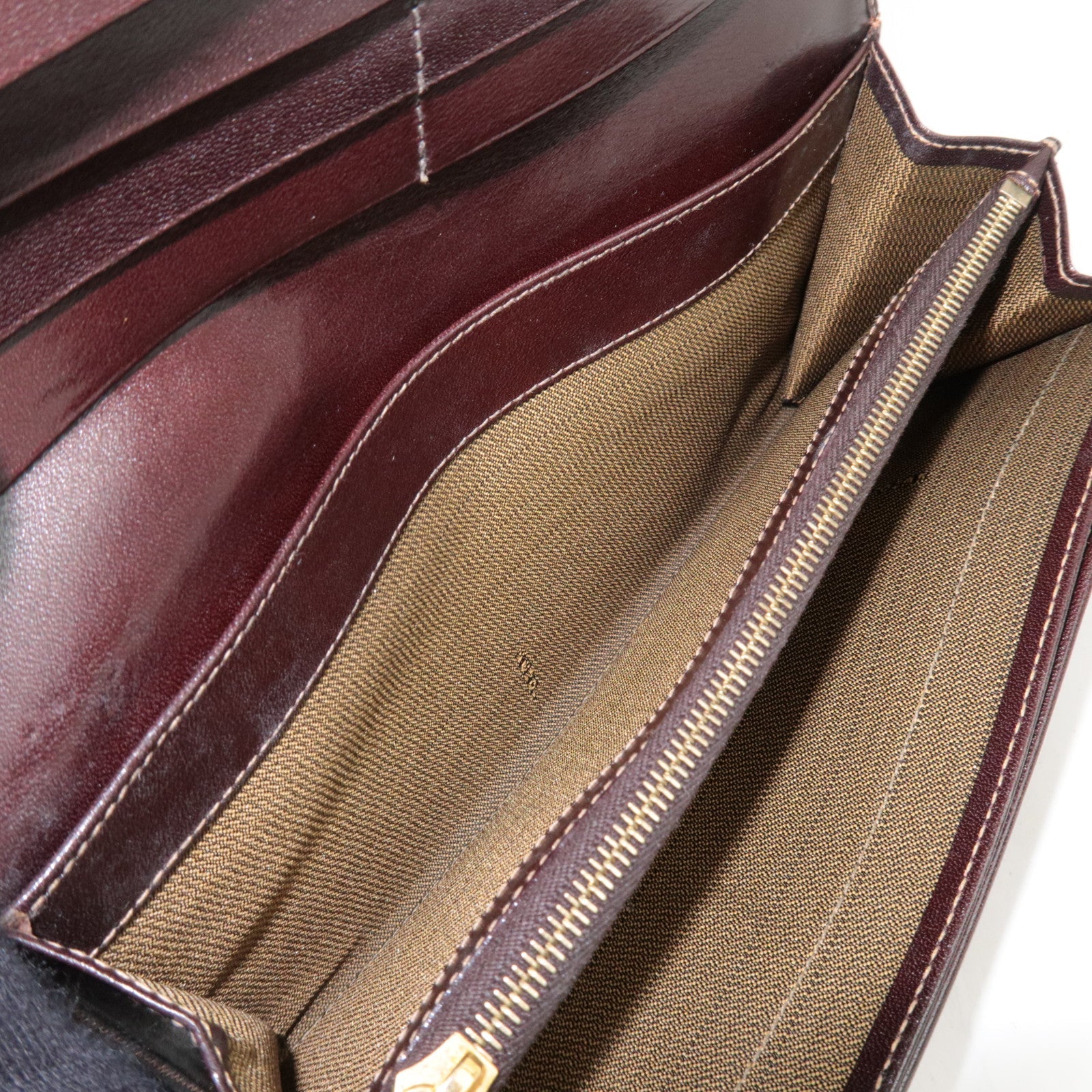 FENDI Zucca Bi-Fold Long Wallet Khaki Black Brown 30851