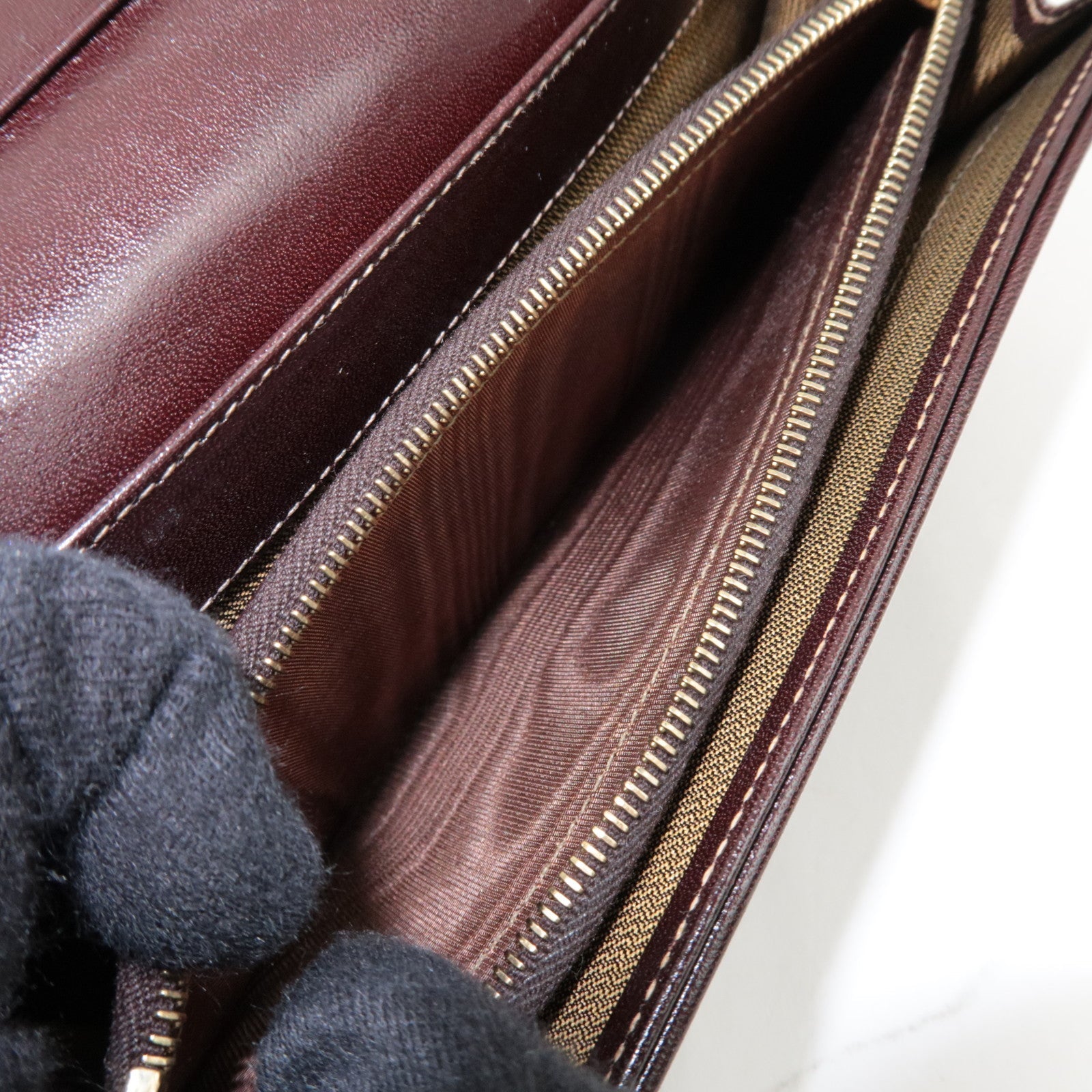 FENDI Zucca Bi-Fold Long Wallet Khaki Black Brown 30851