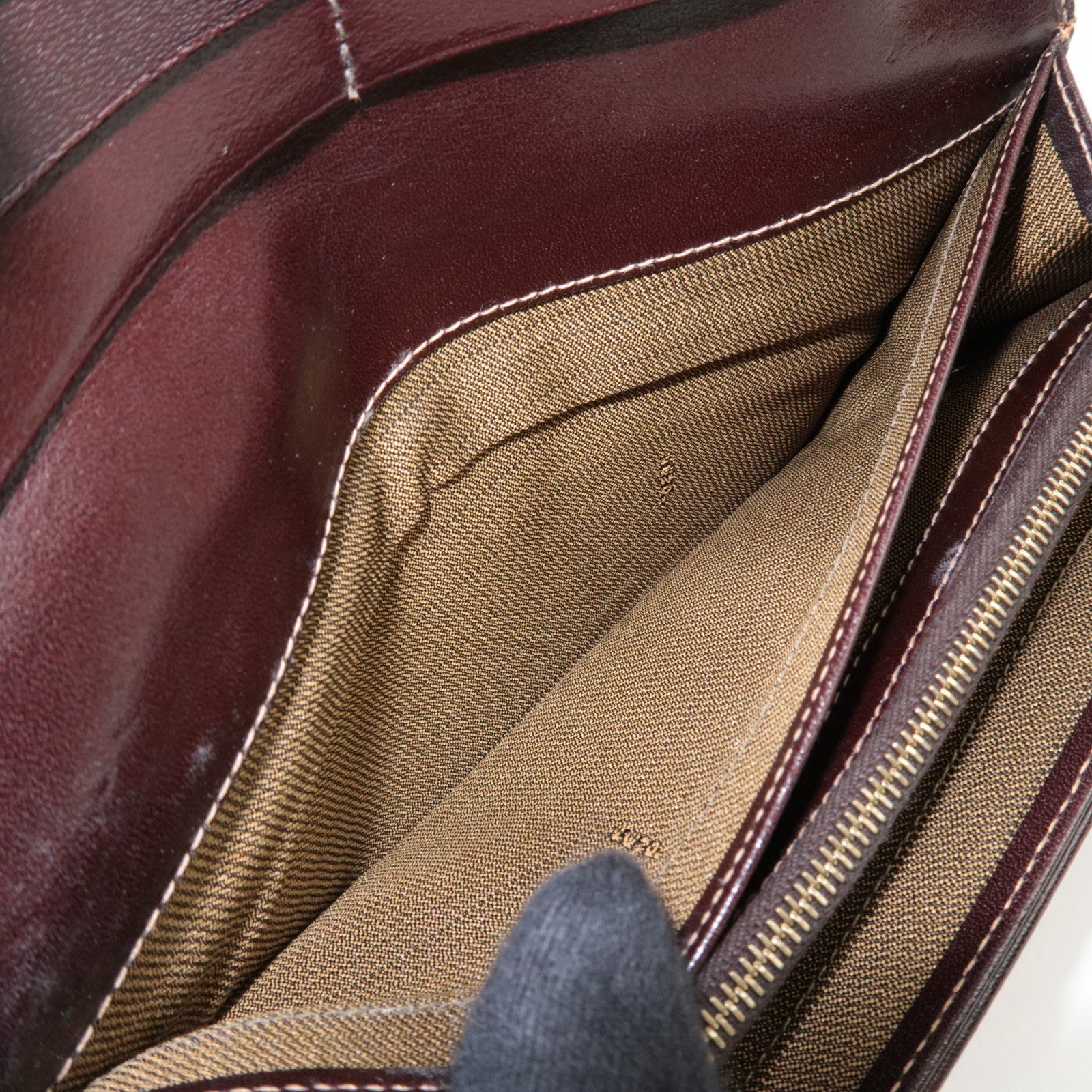 FENDI Zucca Bi-Fold Long Wallet Khaki Black Brown 30851