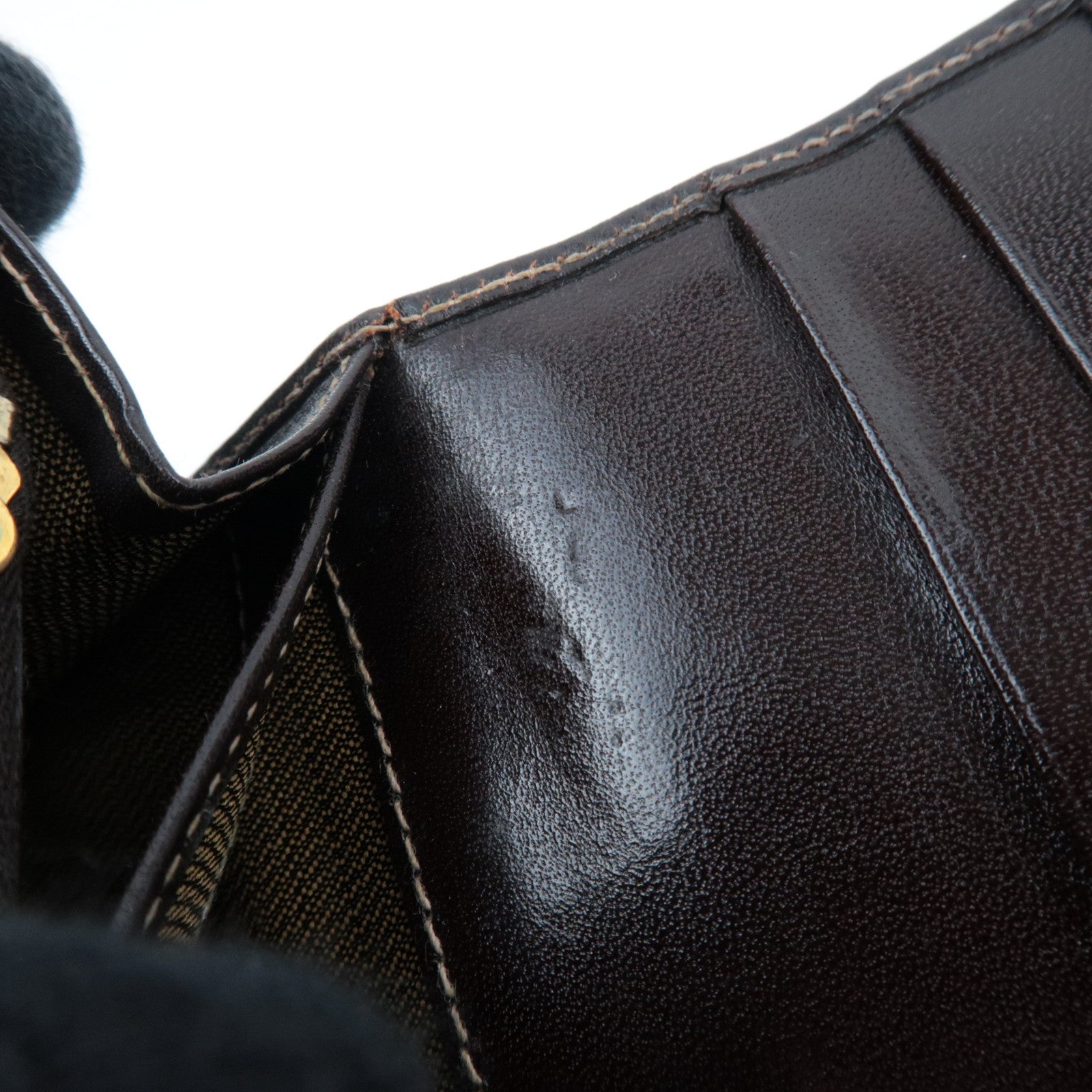 FENDI Zucca Bi-Fold Long Wallet Khaki Black Brown 30851