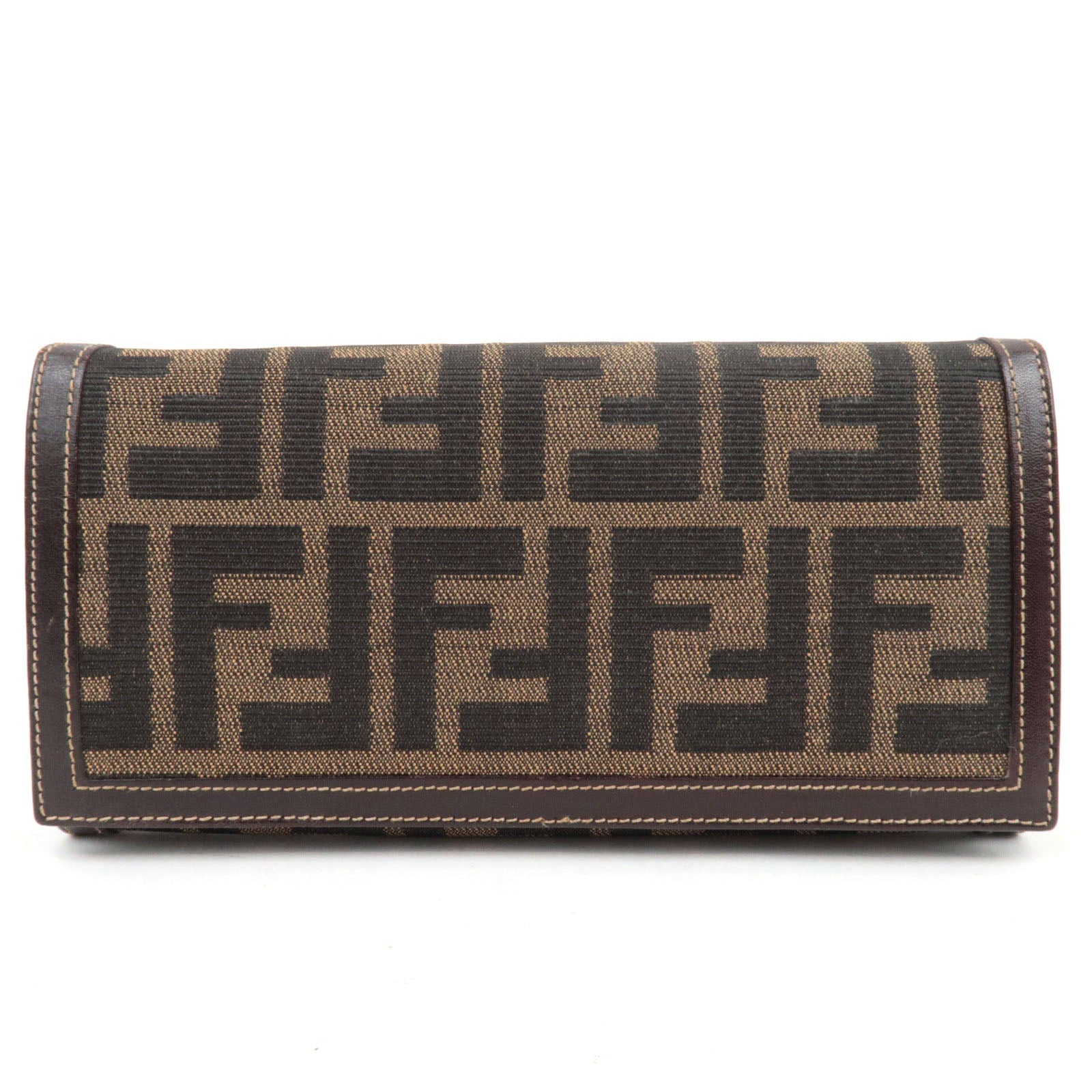 FENDI Zucca Bi-Fold Long Wallet Khaki Black Brown 30851 75980