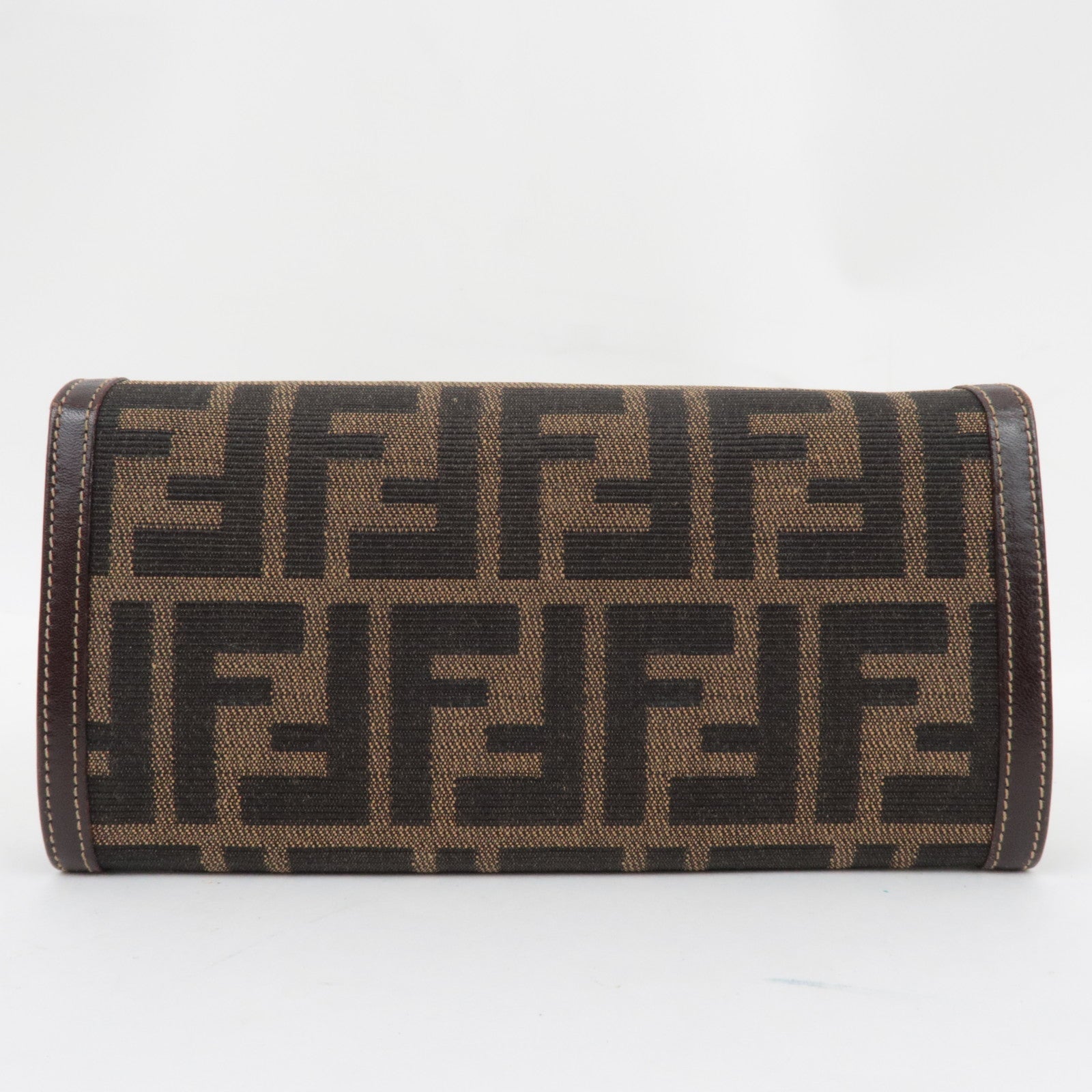 FENDI Zucca Bi-Fold Long Wallet Khaki Black Brown 30851