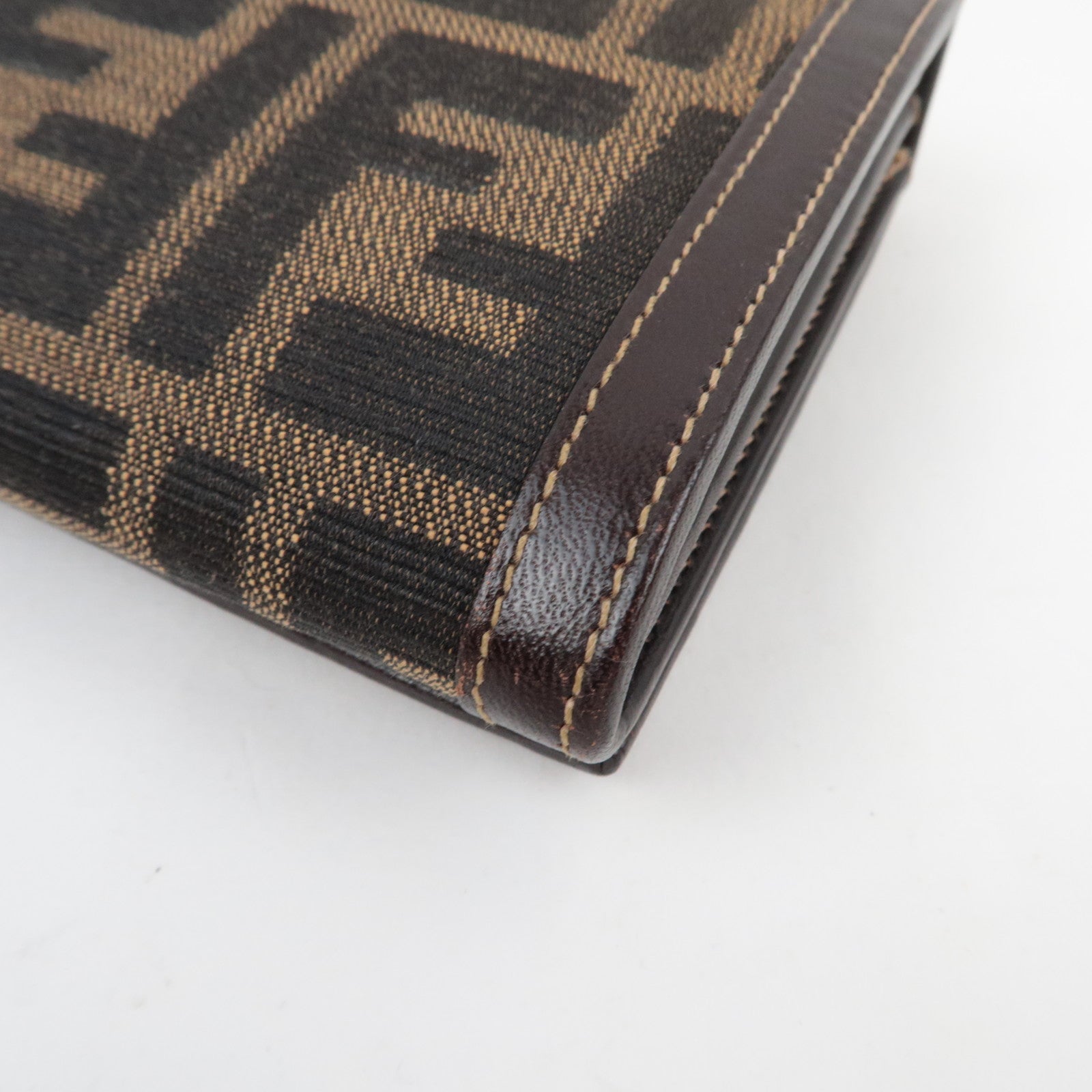 FENDI Zucca Bi-Fold Long Wallet Khaki Black Brown 30851