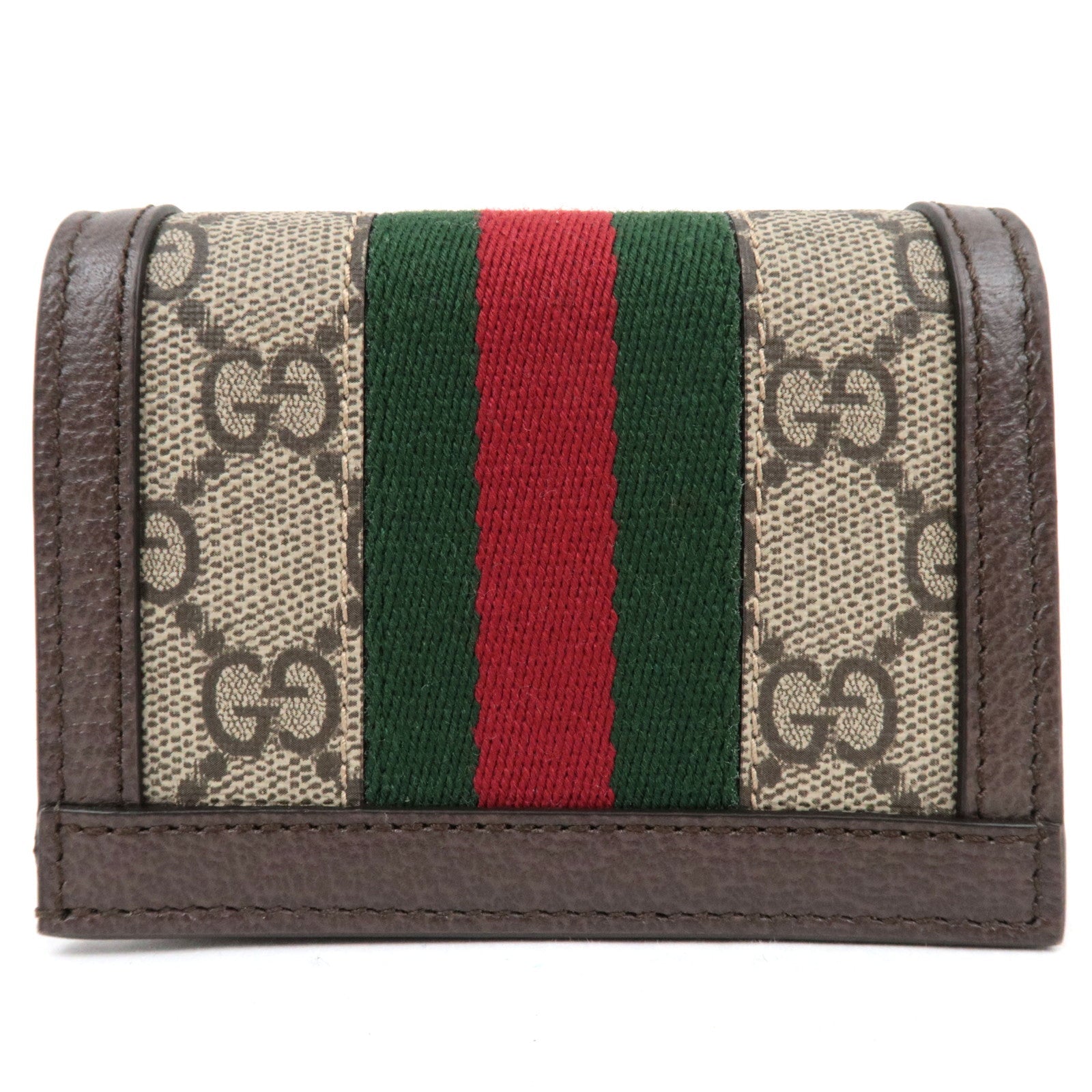GUCCI Card Case GG Canvas Leather Beige Brown 04009