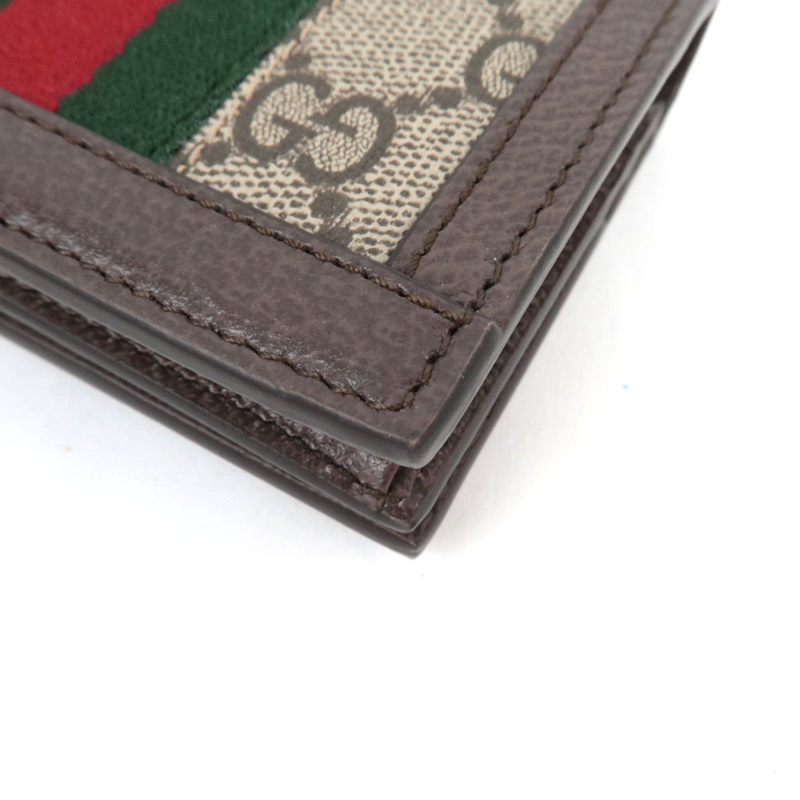 GUCCI Card Case GG Canvas Leather Beige Brown 04009